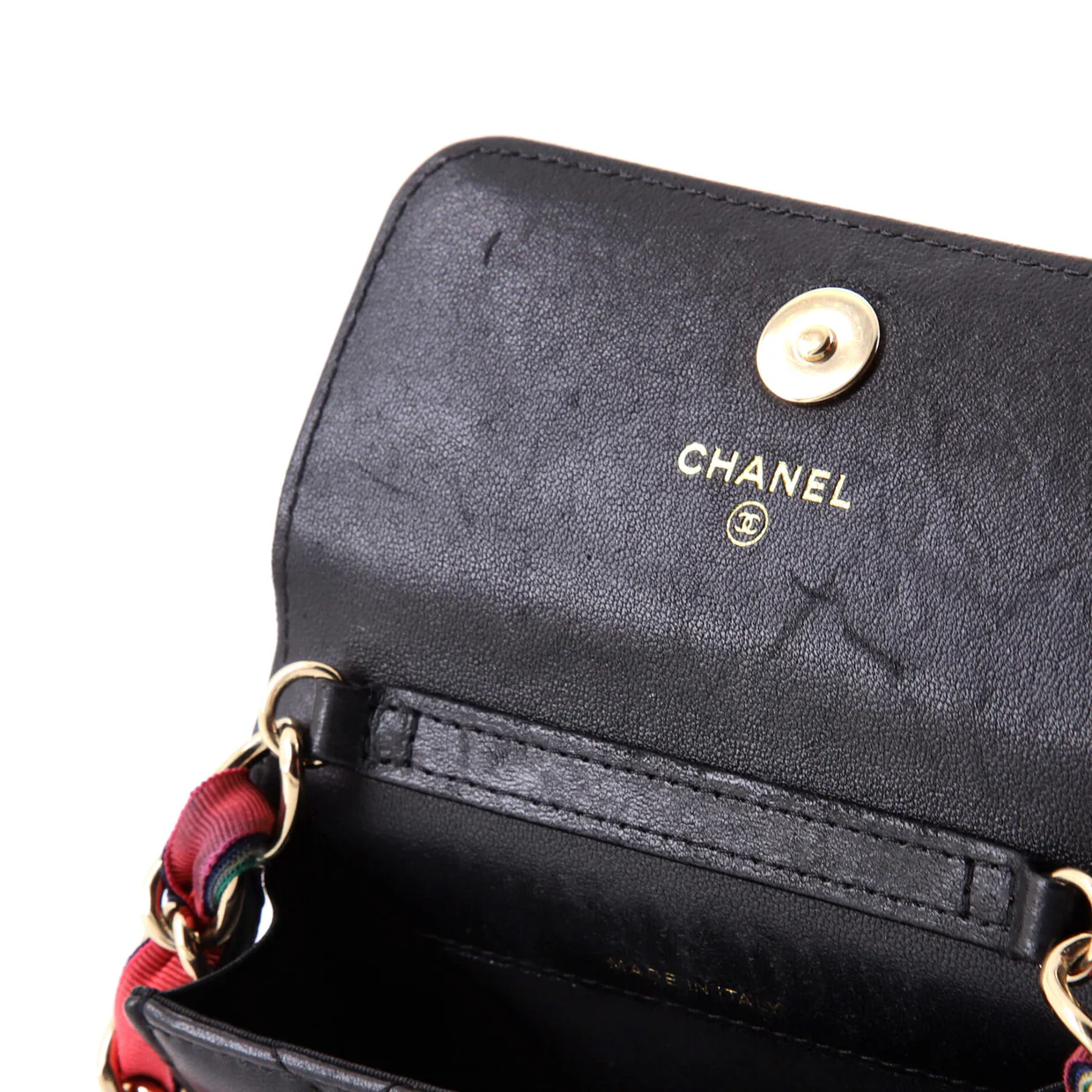 Ribbon Chain Belt Bag Quilted Lambskin - Deep Luxury