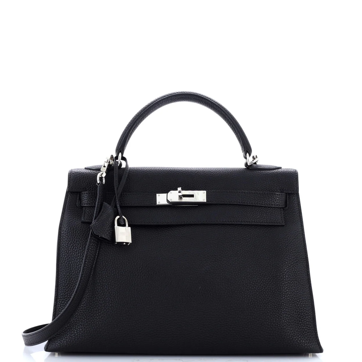 Kelly Handbag Noir Togo with Palladium Hardware 32 - Deep Luxury