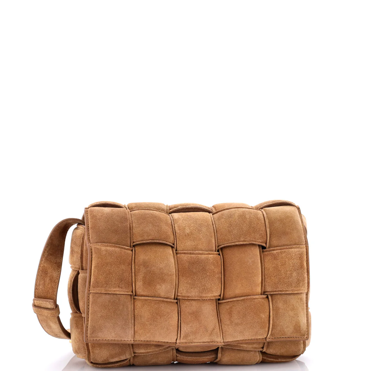 Cassette Crossbody Bag Padded Maxi Intrecciato Suede - Deep Luxury