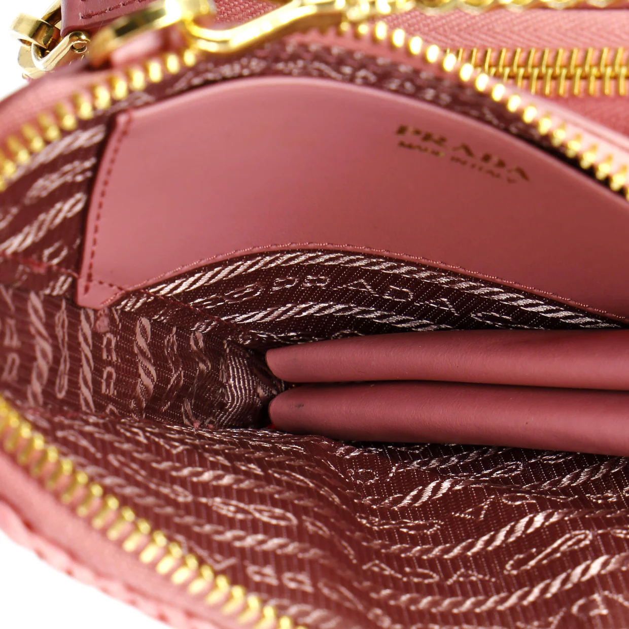 Triangle Logo Zip Around Shoulder Bag Raffia and Leather Mini - Deep Luxury