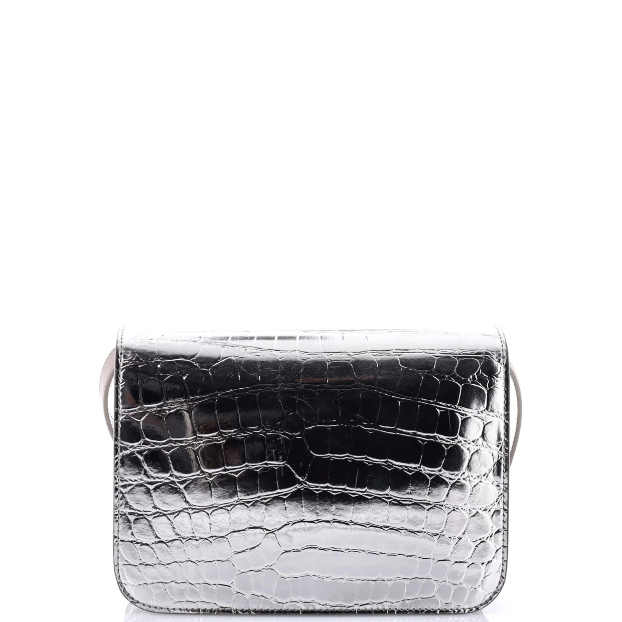 TB Flap Bag Embossed Metallic Leather Small - Deep Luxury