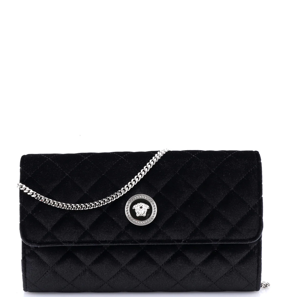 La Medusa Chain Clutch Quilted Velvet - Deep Luxury