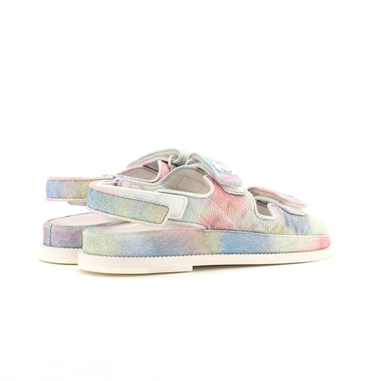 Women's Velcro Dad Sandals Quilted Printed Denim - Deep Luxury