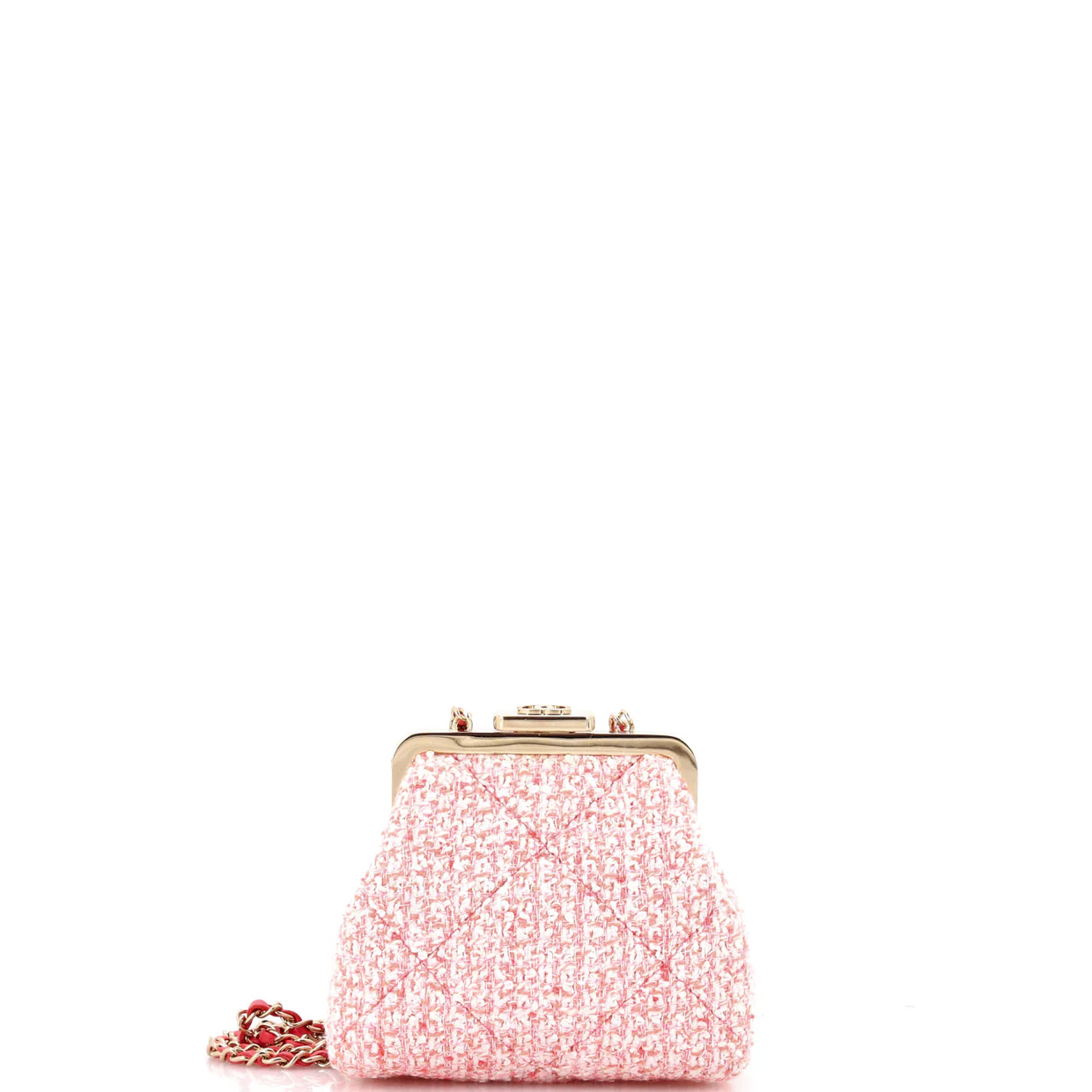 CC Kisslock Frame Clutch with Chain Quilted Tweed Mini - Deep Luxury