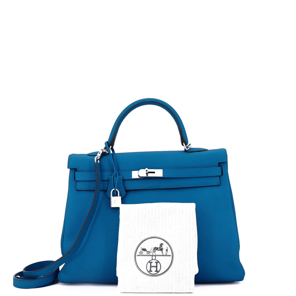 Kelly Handbag Bleu Hydra Clemence with Palladium Hardware 35 - Deep Luxury