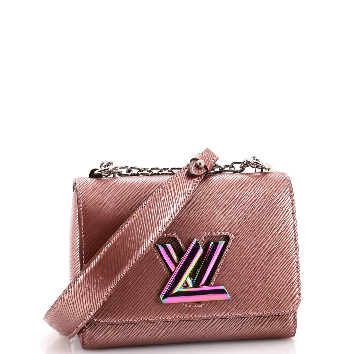 Twist Handbag Epi Leather with Iridescent Hardware PM - Deep Luxury