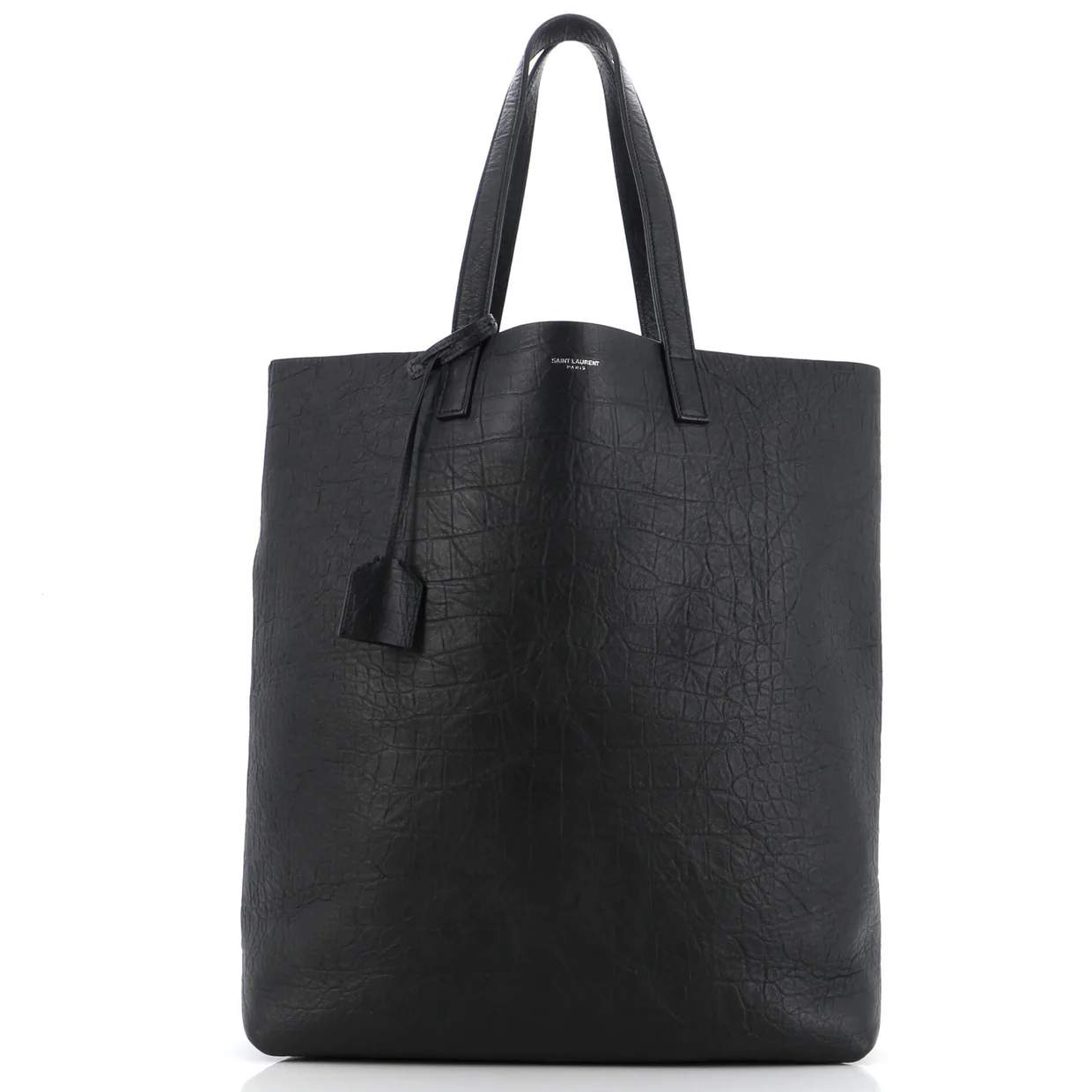 Shopper Tote Crocodile Embossed Leather Tall - Deep Luxury