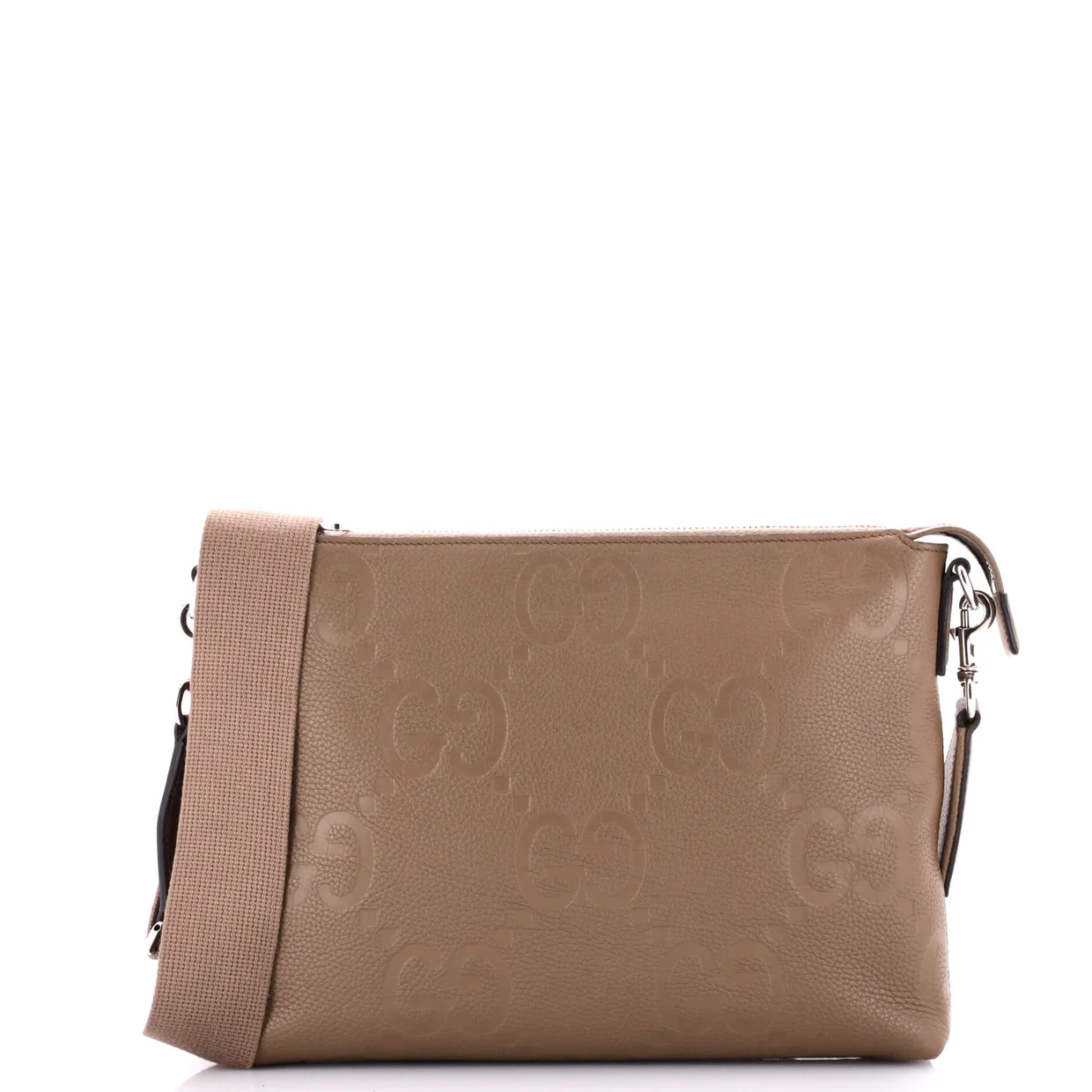 Zip Messenger Bag Jumbo GG Embossed Leather Medium - Deep Luxury