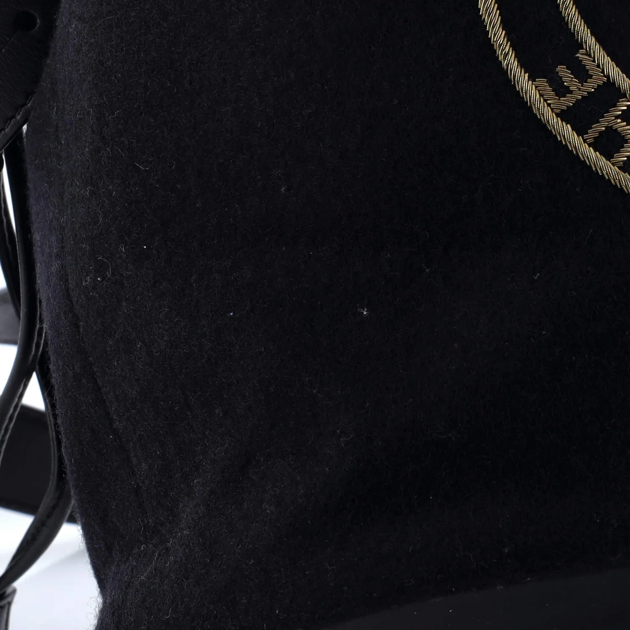 Rive Gauche Drawstring Bucket Bag Embroidered Wool - Deep Luxury