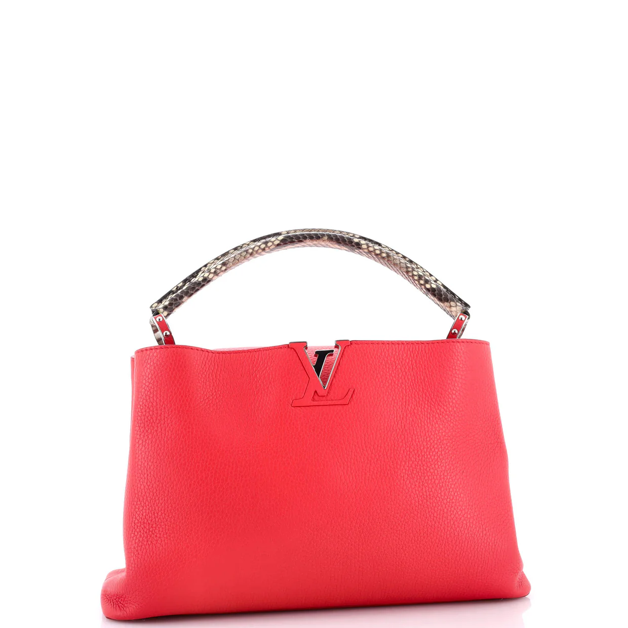 Capucines Bag Leather with Python MM - Deep Luxury