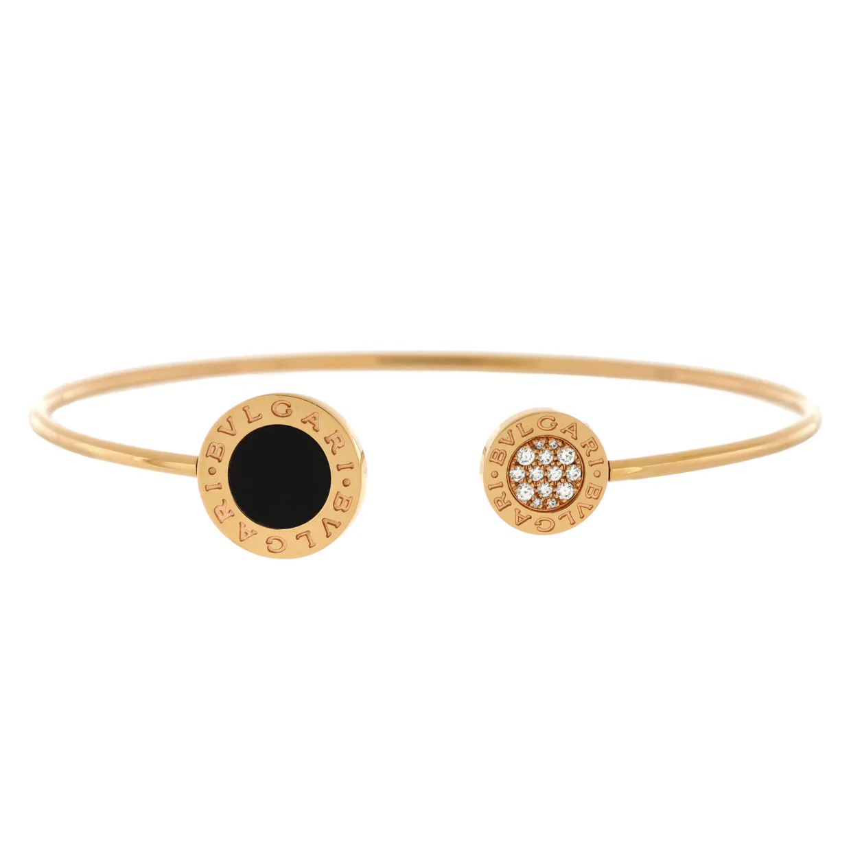 Bvlgari Bvlgari Cuff Bracelet 18K Rose Gold with Onyx and Diamonds - Deep Luxury