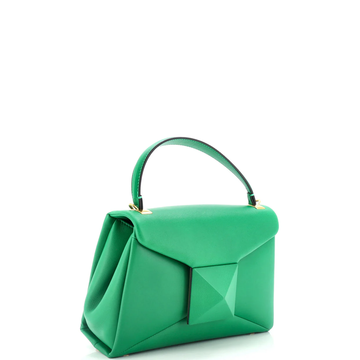 One Stud Top Handle Flap Bag Leather Small - Deep Luxury
