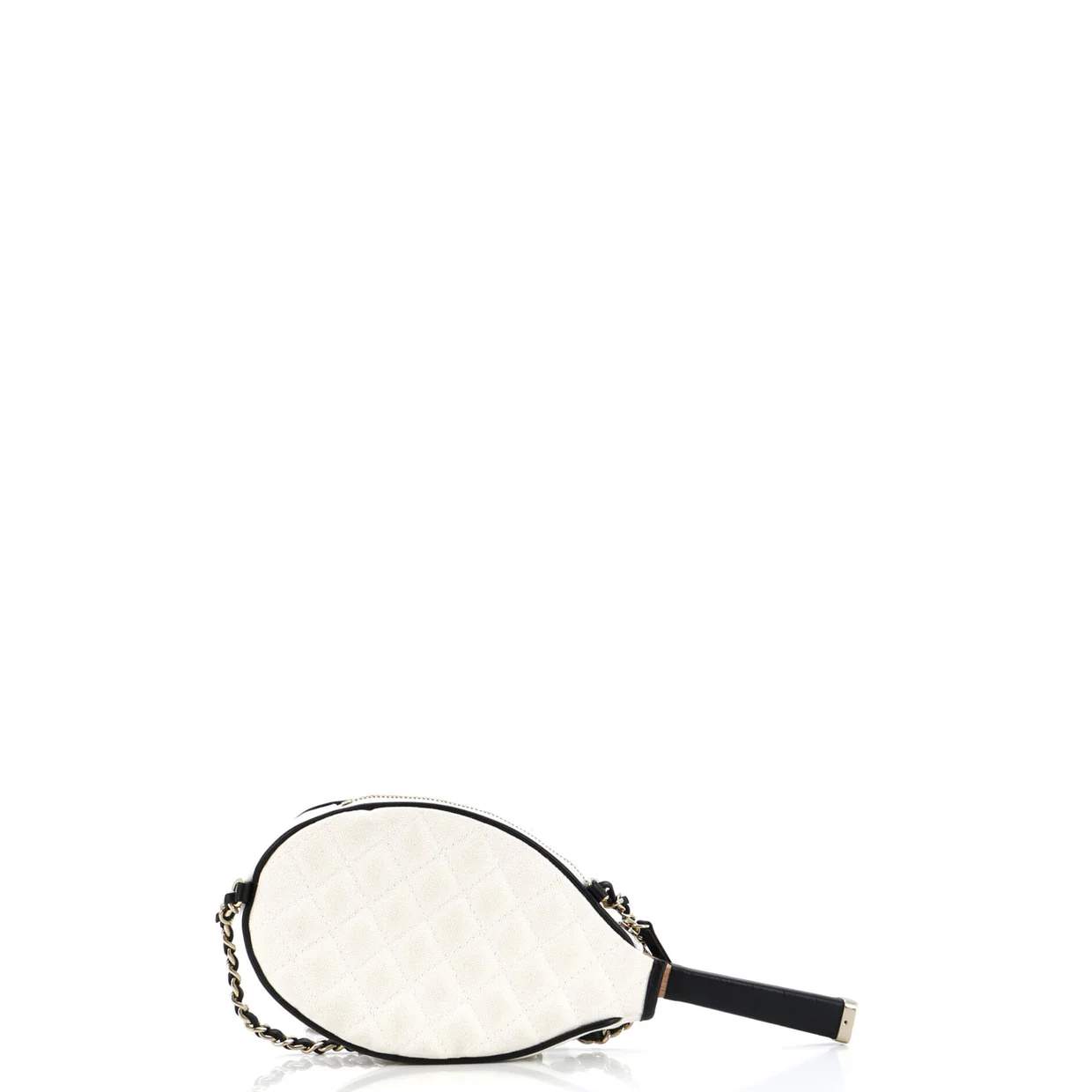 CC Tennis Racket Clutch with Chain Quilted Canvas and Leather - Deep Luxury