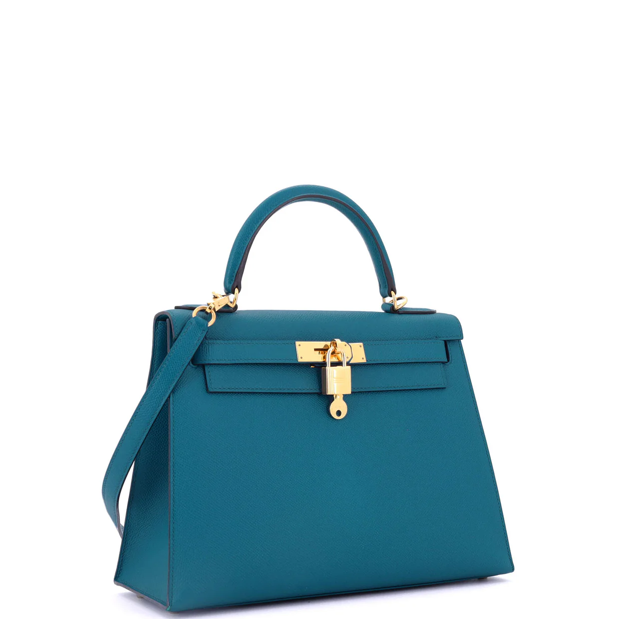 Kelly Handbag Bleu Izmir Epsom with Gold Hardware 28 - Deep Luxury