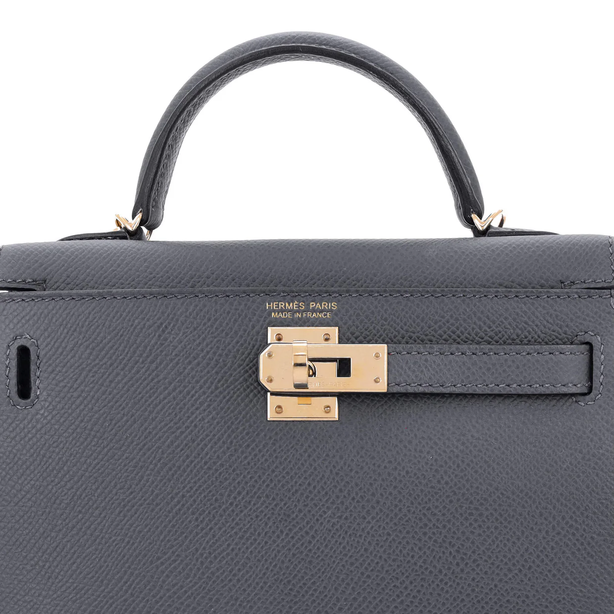 Kelly Mini II Bag Grey Epsom with Permabrass Hardware 20 - Deep Luxury