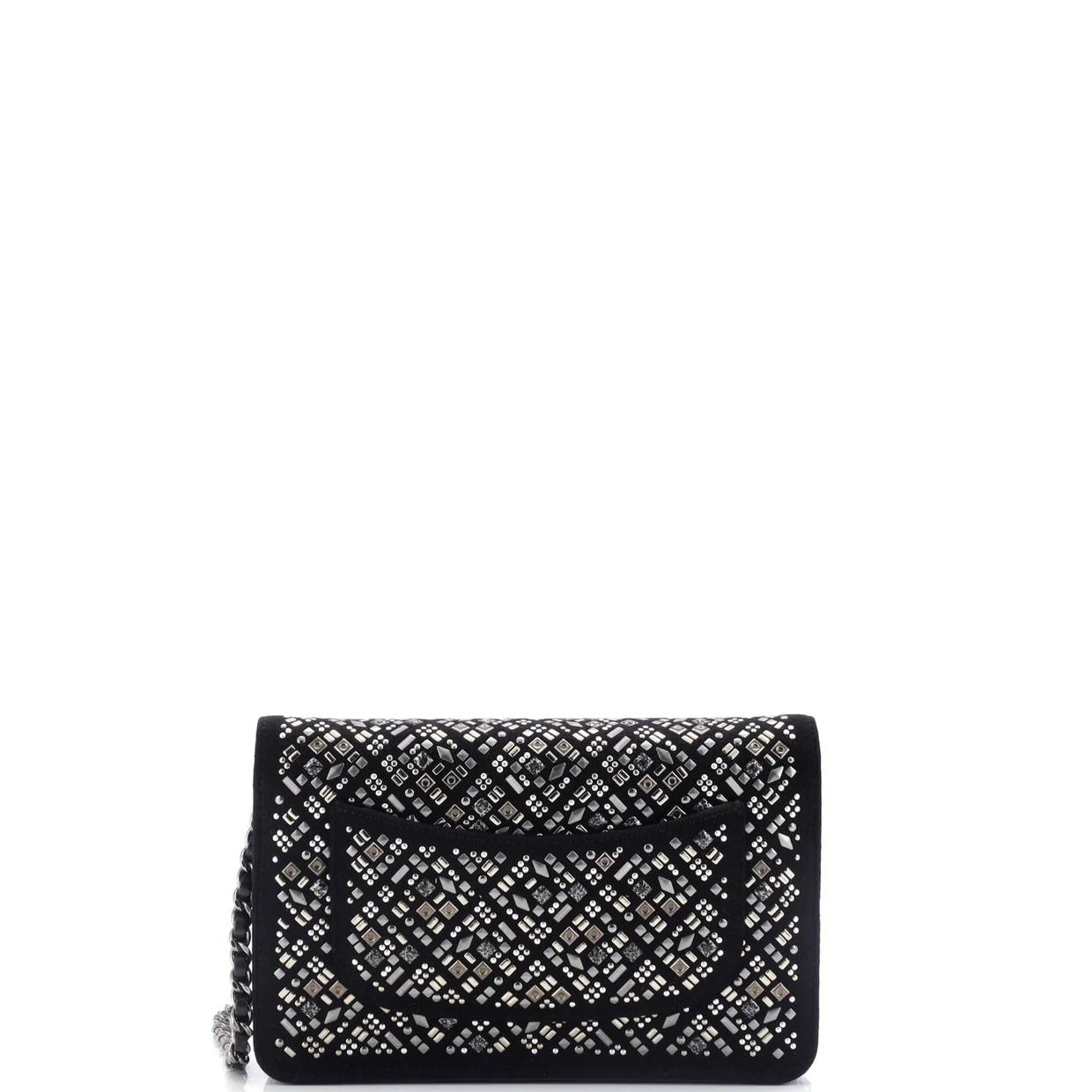 Full Flap Wallet on Chain Studded Jersey - Deep Luxury