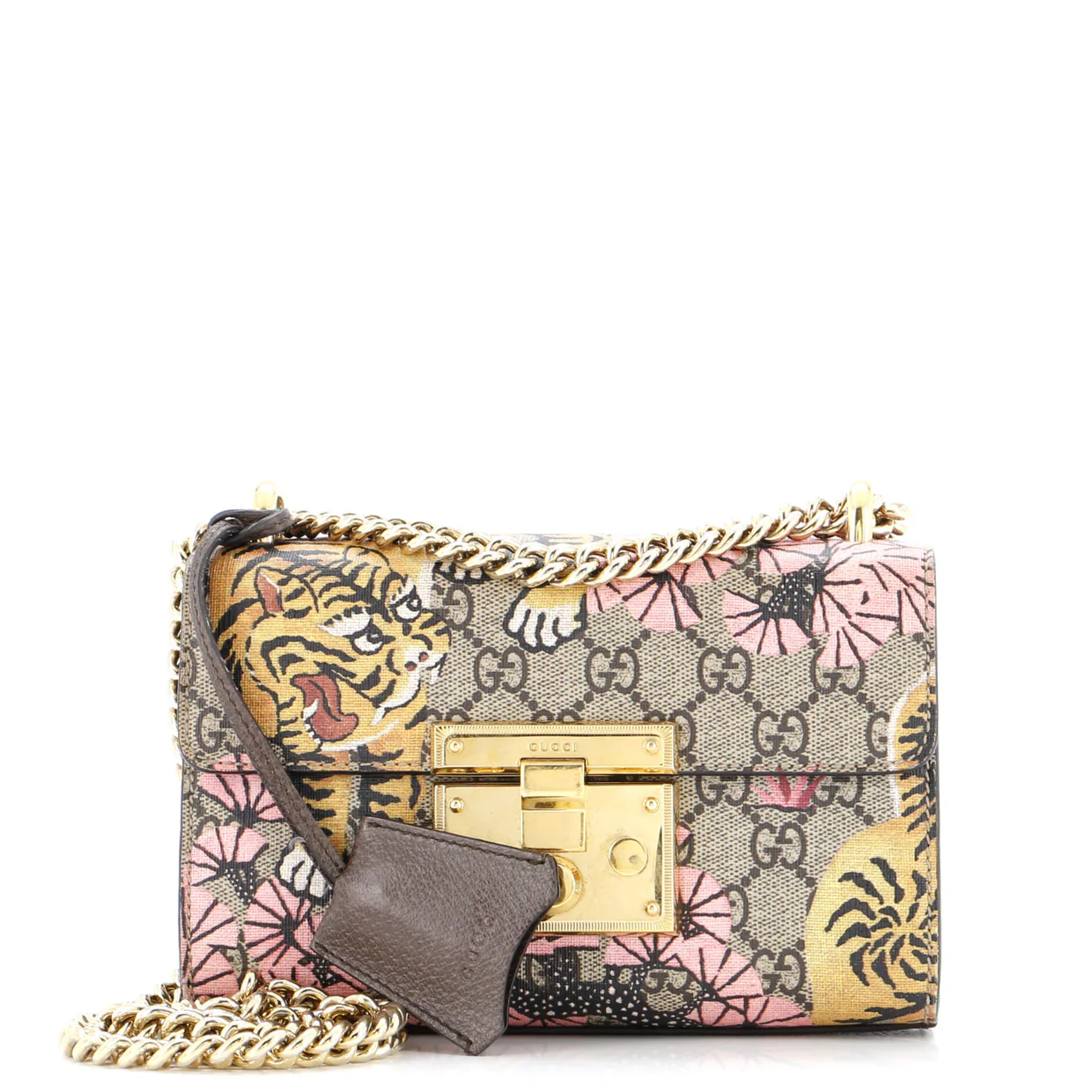 Padlock Shoulder Bag Bengal Print GG Coated Canvas Small - Deep Luxury
