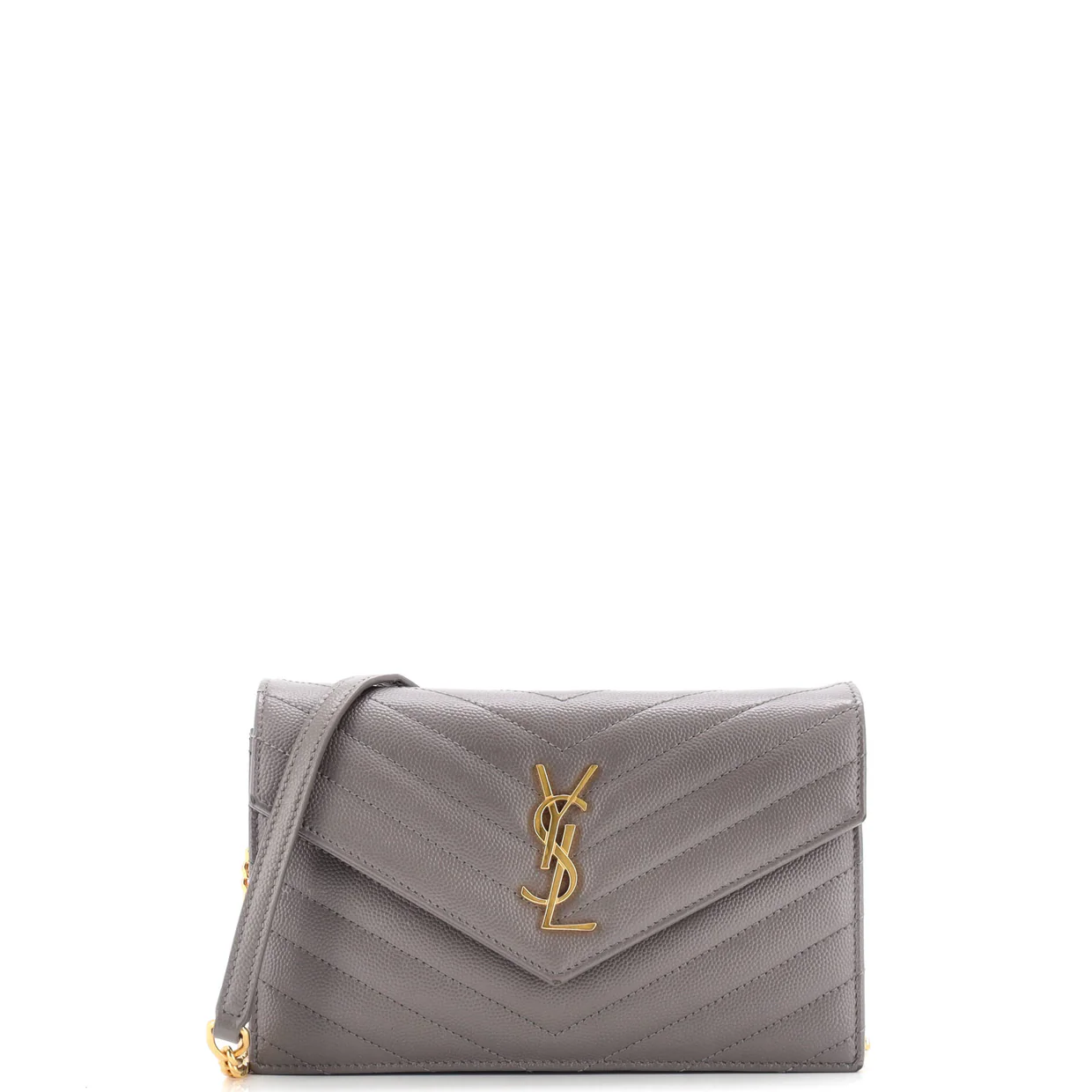 Classic Monogram Wallet on Chain Matelasse Chevron Leather Small - Deep Luxury