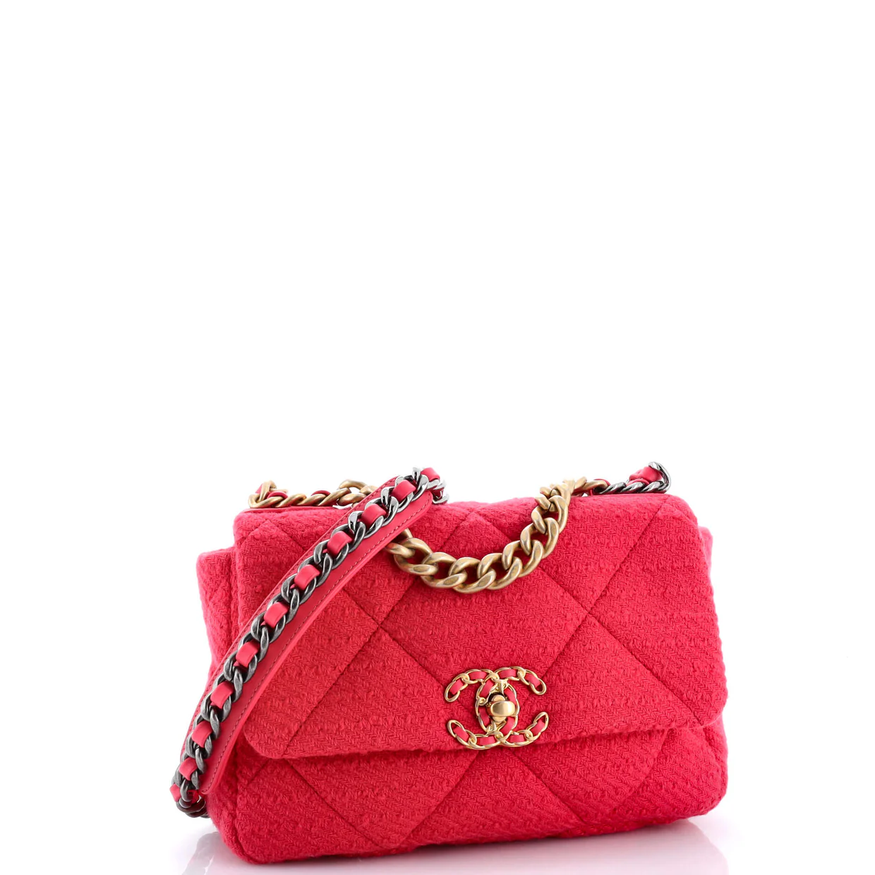 19 Flap Bag Quilted Tweed Medium - Deep Luxury