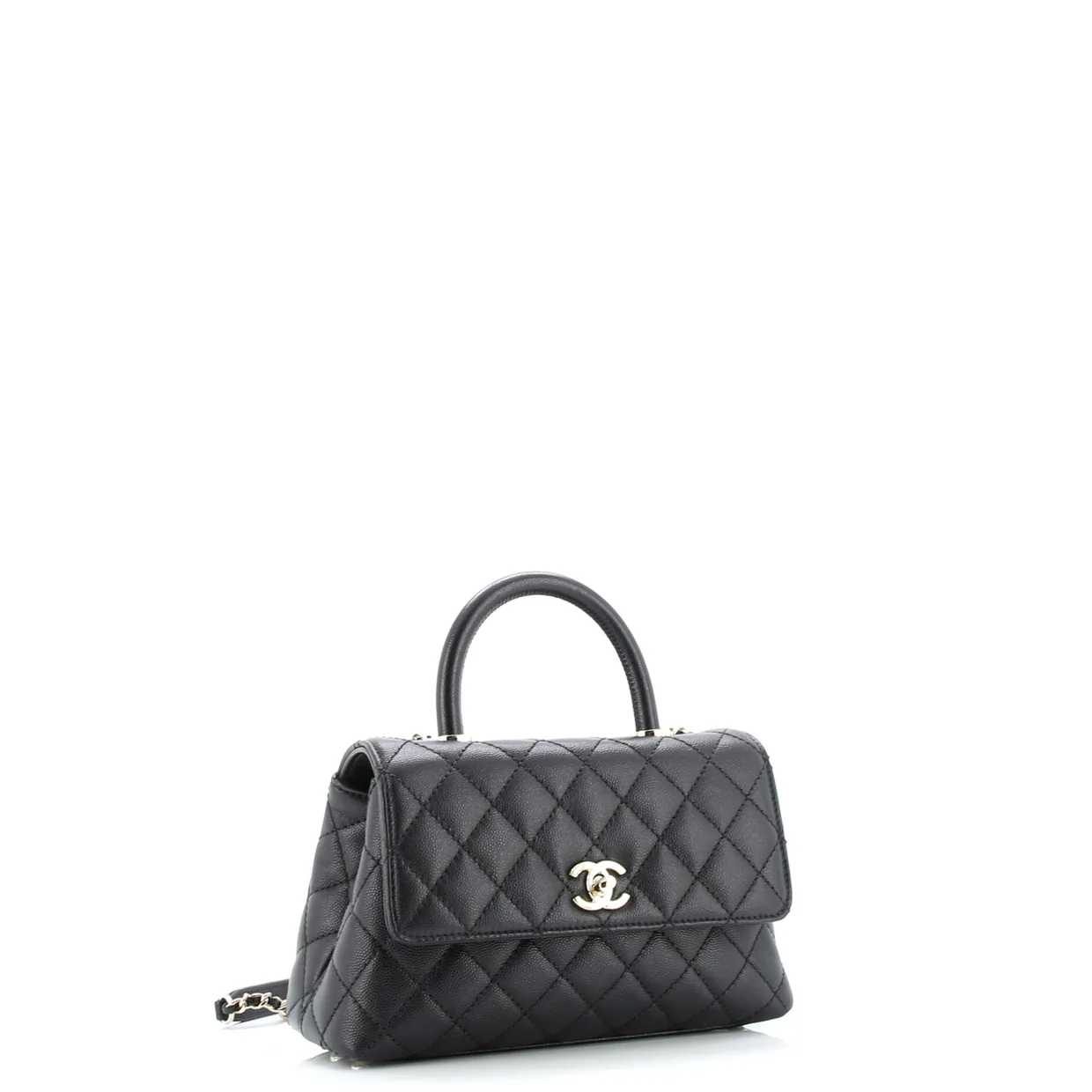 Coco Top Handle Bag Quilted Caviar Mini - Deep Luxury