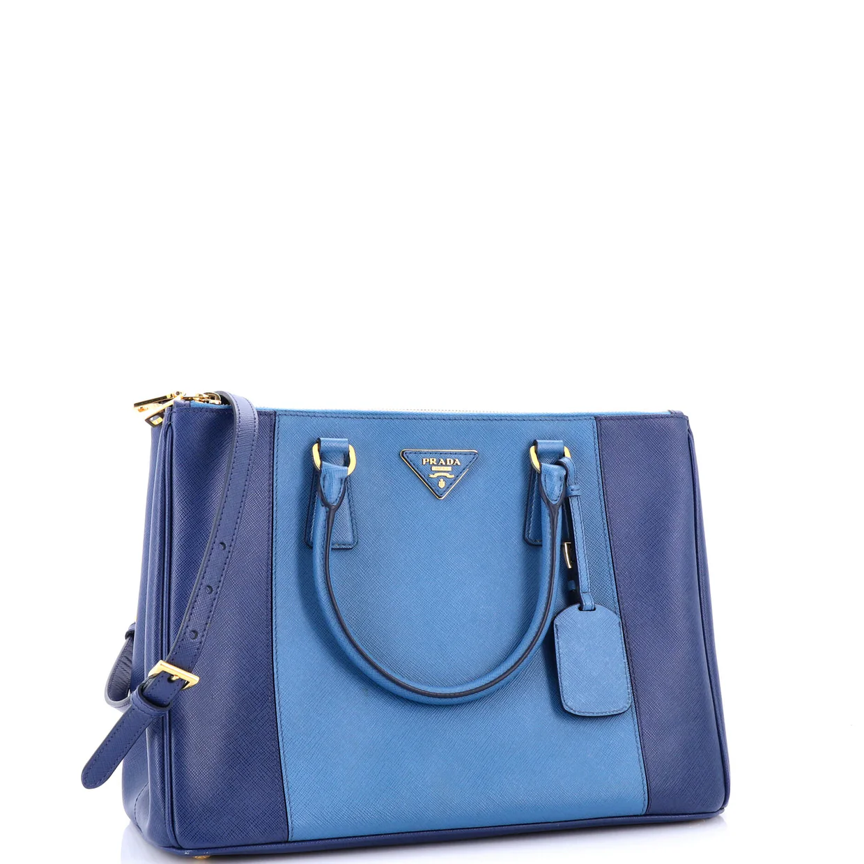 Bicolor Double Zip Lux Tote Saffiano Leather Medium - Deep Luxury
