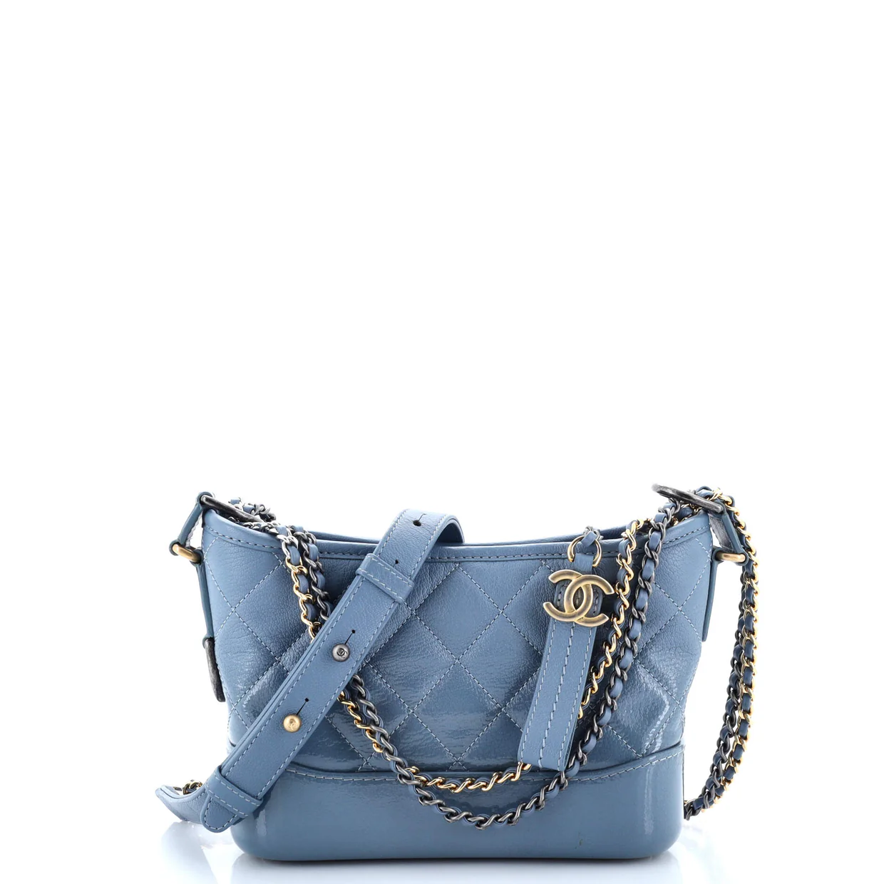 Gabrielle Hobo Quilted Goatskin and Patent Small - Deep Luxury