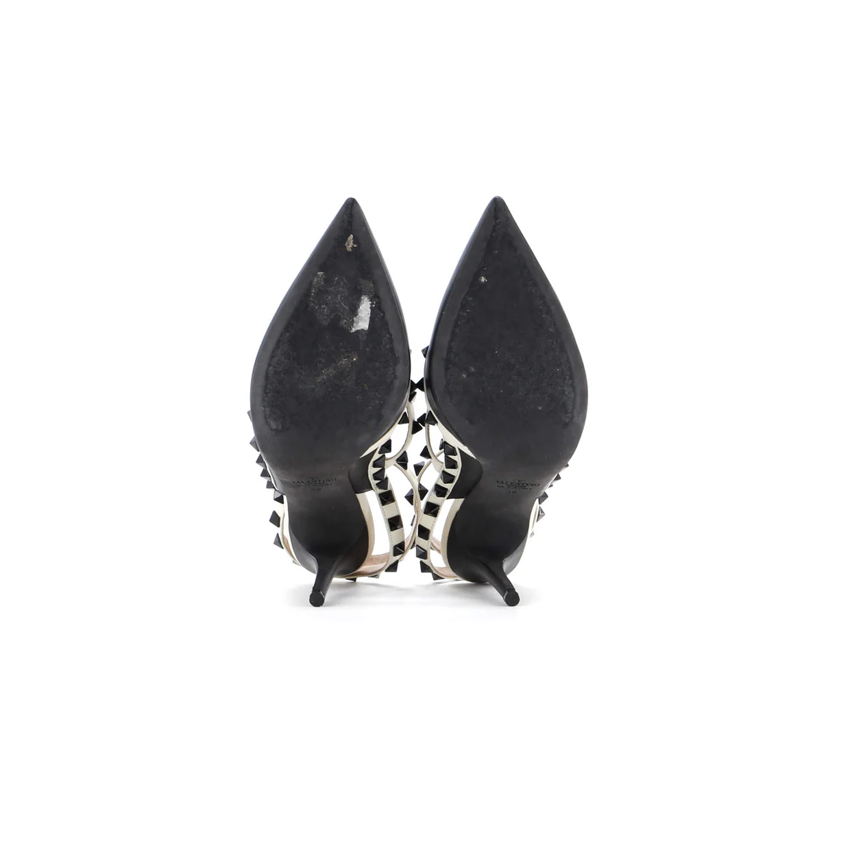 Women's Rockstud Ankle Strap Pumps Leather 100 - Deep Luxury