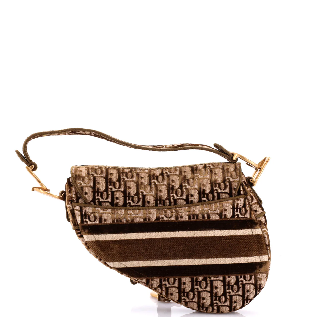 Saddle Handbag Logo Embroidered Oblique Velvet Medium - Deep Luxury