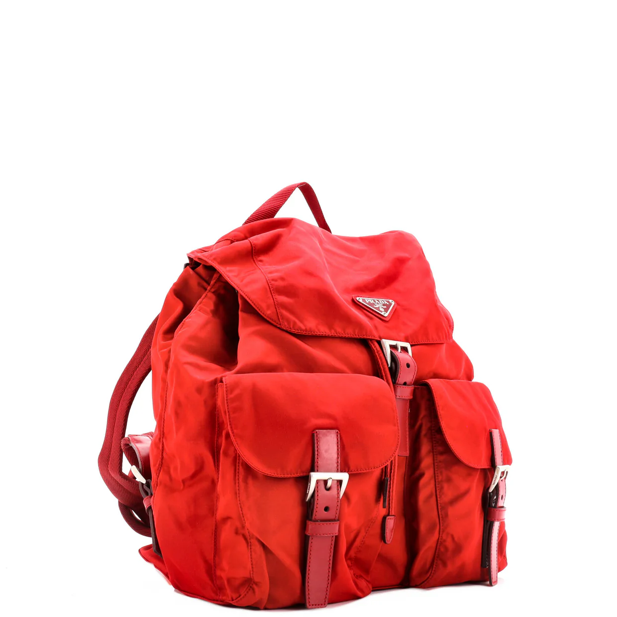 Vela Double Front Pocket Backpack Tessuto with Saffiano Leather Medium - Deep Luxury
