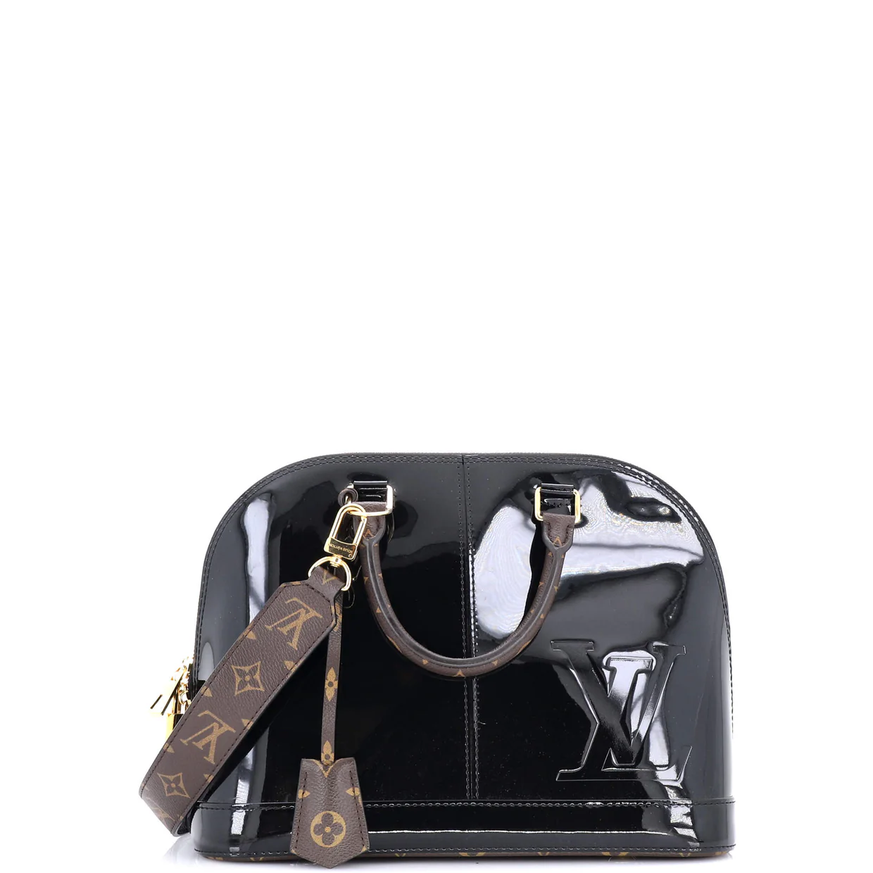 Alma Handbag Vernis with Monogram Canvas PM - Deep Luxury