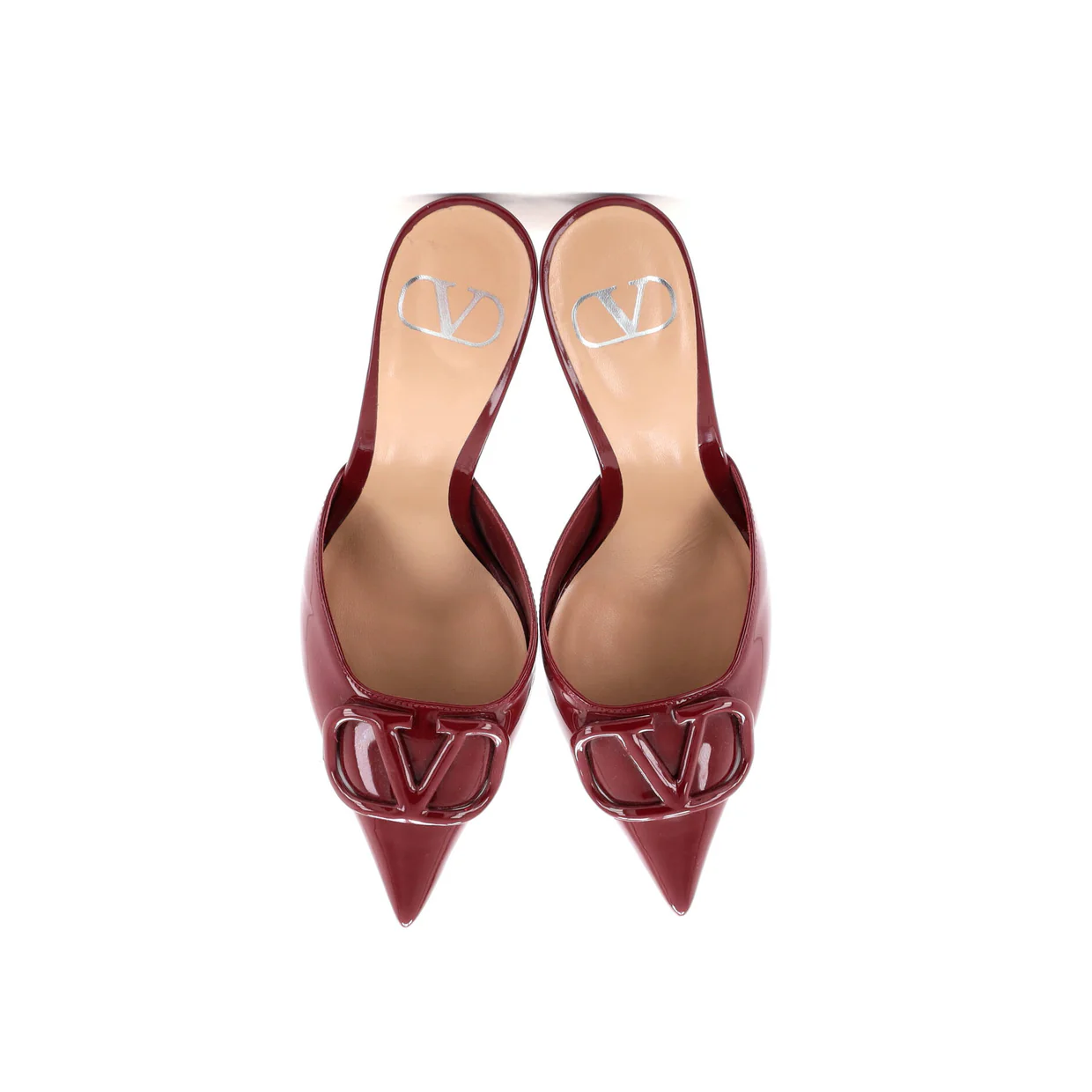 Women's VLogo Heeled Mules Patent 80 - Deep Luxury
