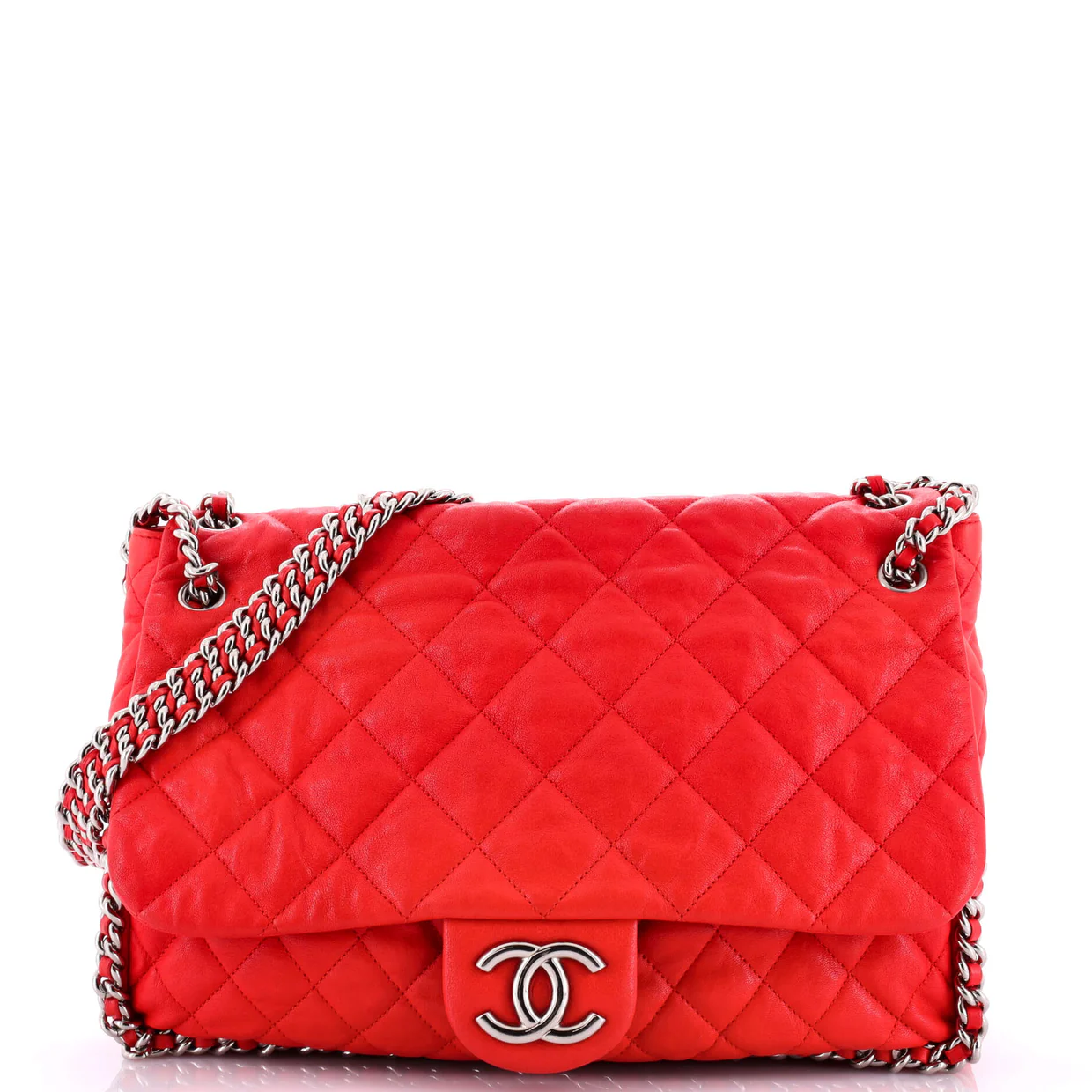 Chain Around Flap Bag Quilted Leather Maxi - Deep Luxury