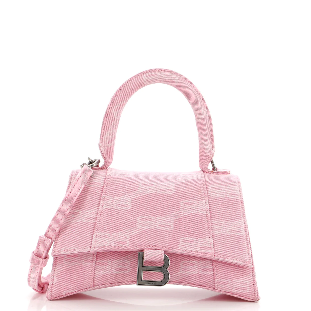 Hourglass Top Handle Bag BB Monogram Denim Small - Deep Luxury