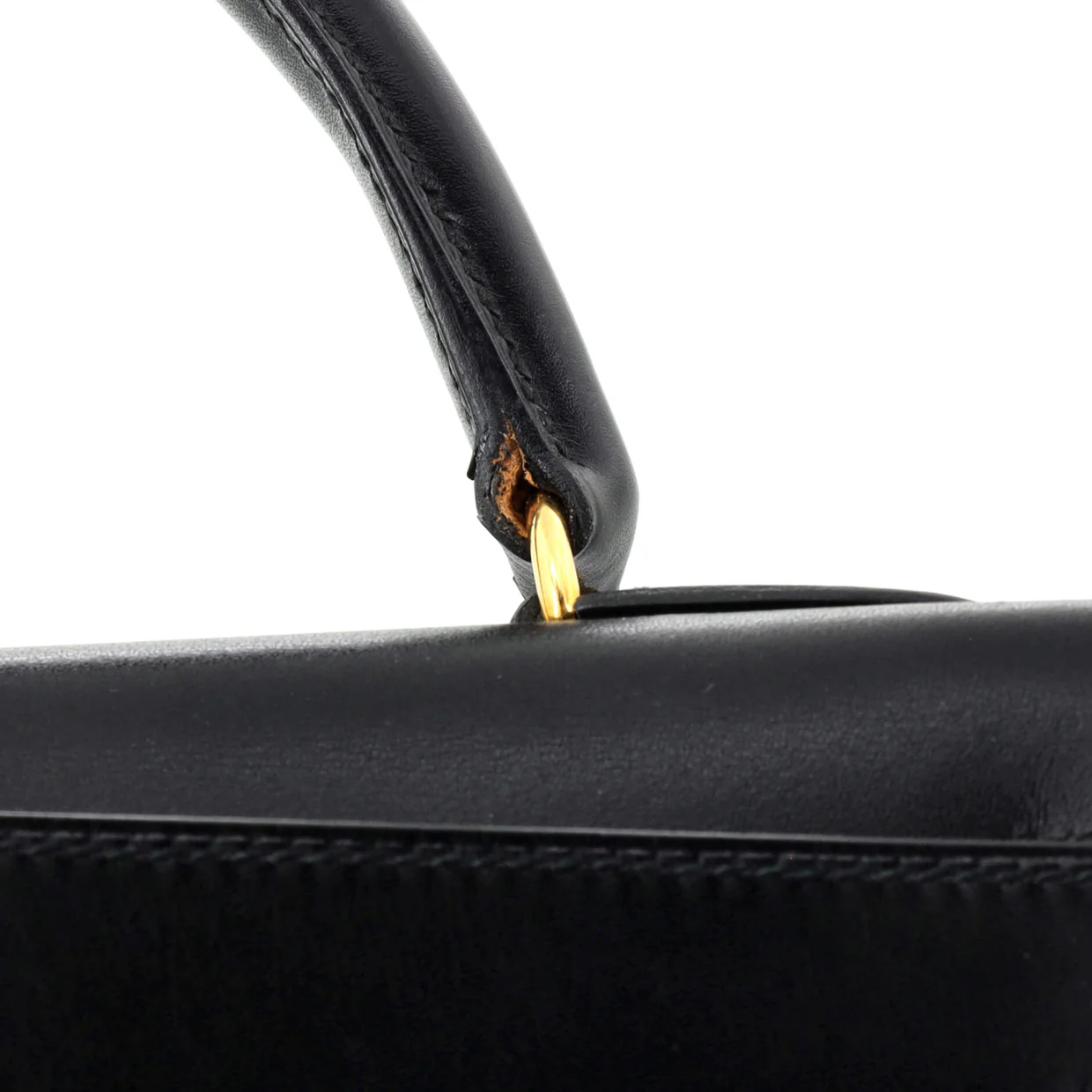Kelly Handbag Noir Box Calf with Gold Hardware 32 - Deep Luxury