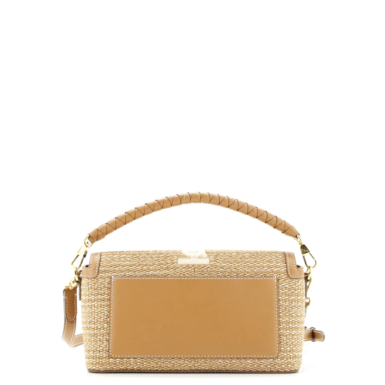 Note Top Handle Bag Embroidered Raffia with Leather - Deep Luxury