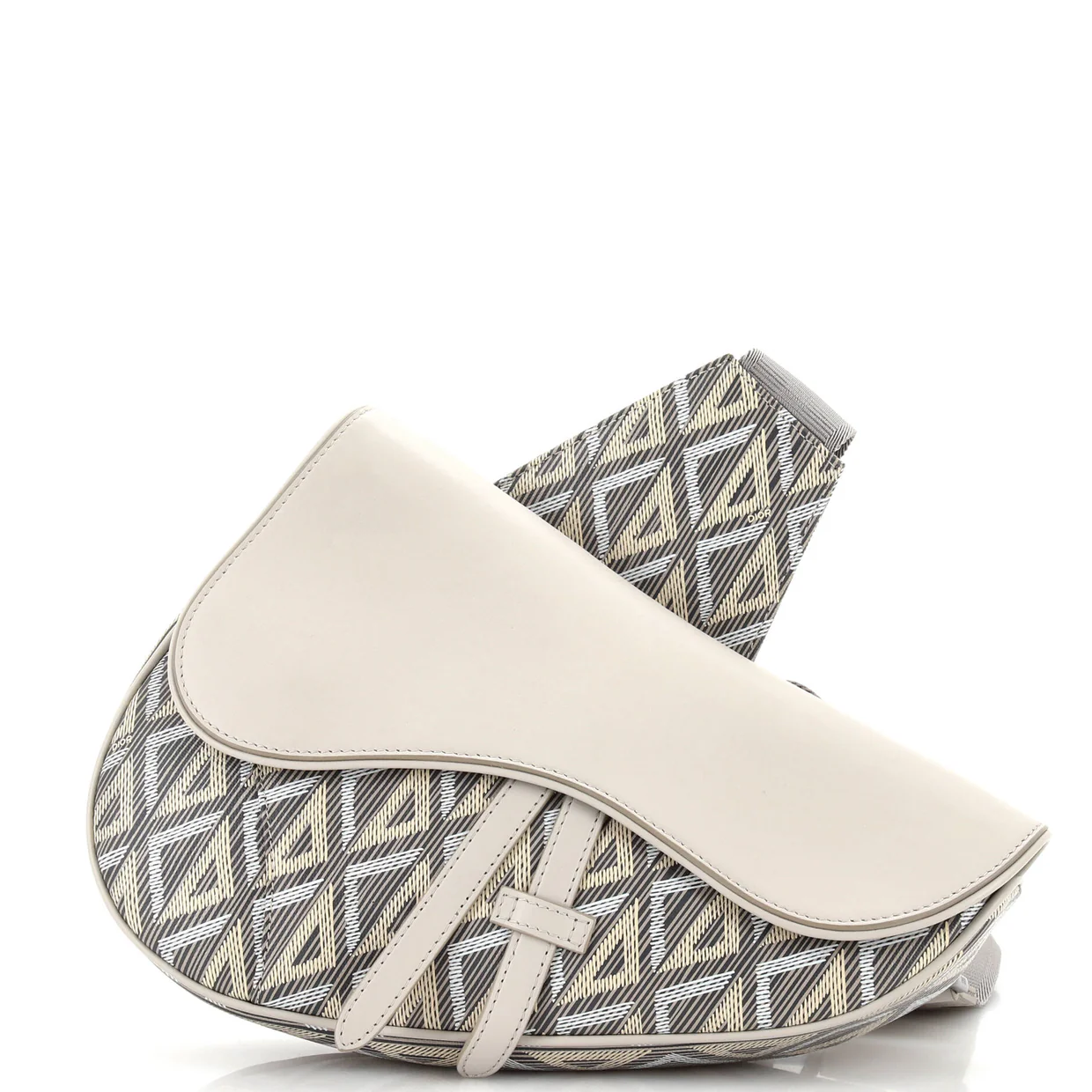 Saddle Crossbody Bag CD Diamond Coated Canvas and Leather - Deep Luxury