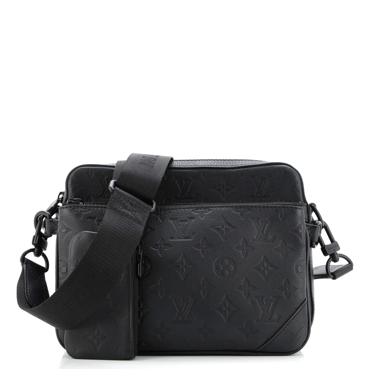 Trio Messenger Bag Monogram Shadow Leather - Deep Luxury