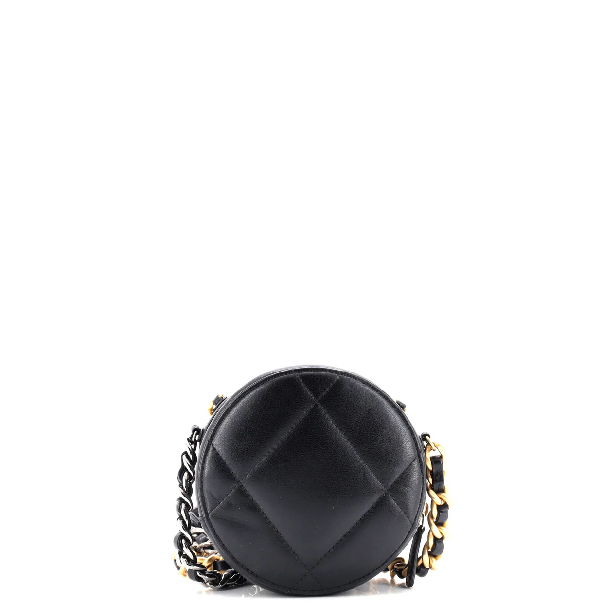 19 Round Clutch with Chain Quilted Leather - Deep Luxury