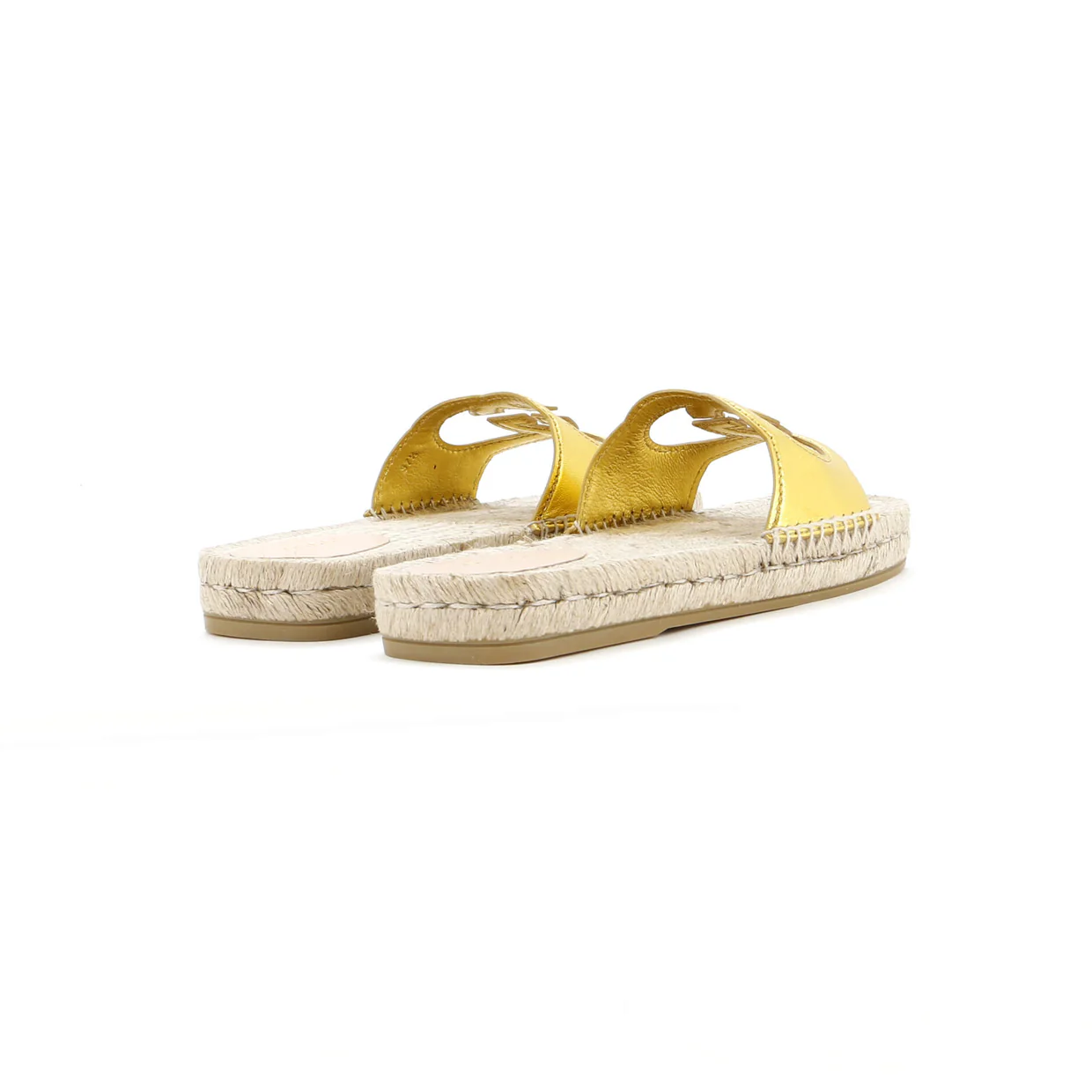 Women's Interlocking G Cut-Out Espadrille Slide Sandals Leather - Deep Luxury