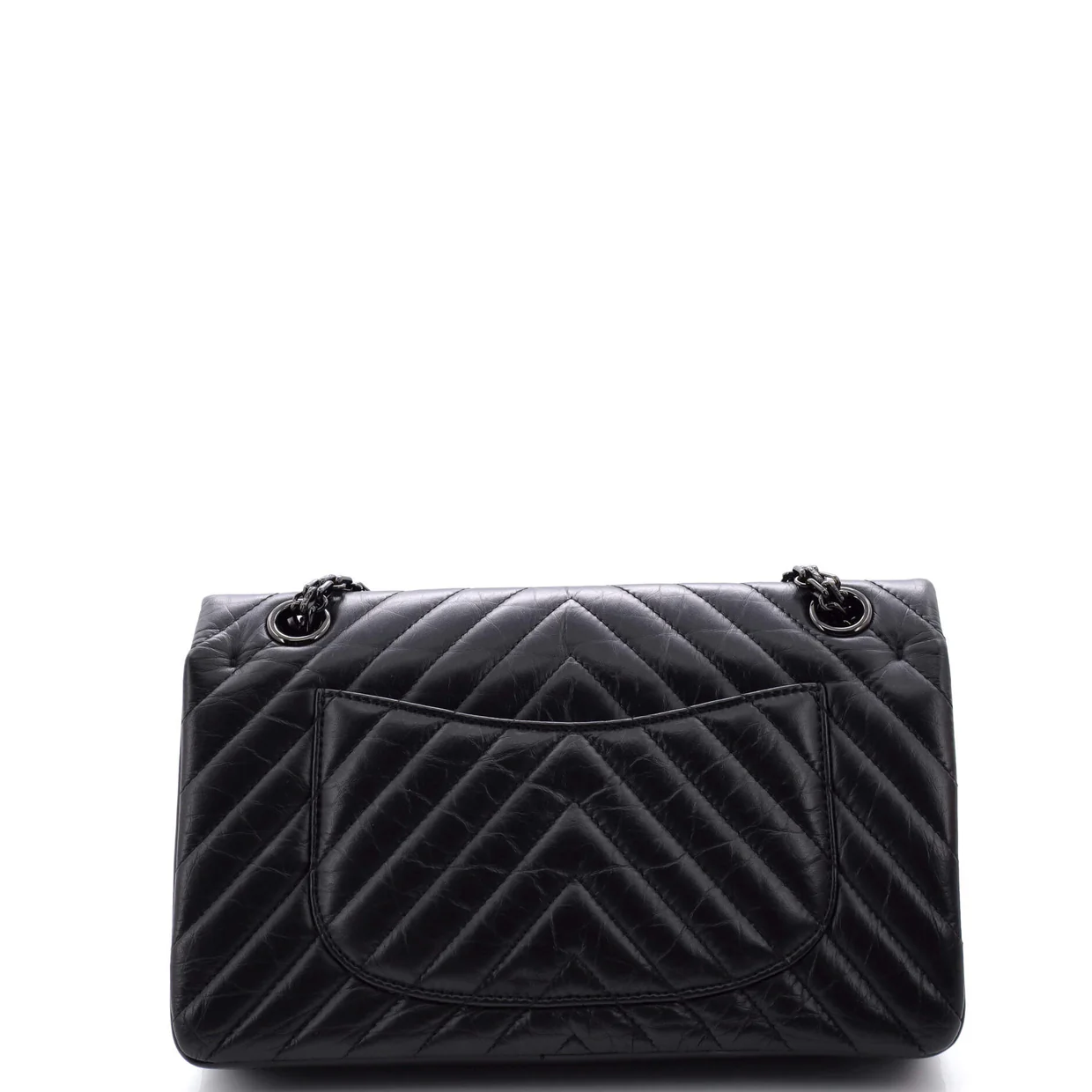 So Black Reissue 2.55 Flap Bag Chevron Aged Calfskin 225 - Deep Luxury
