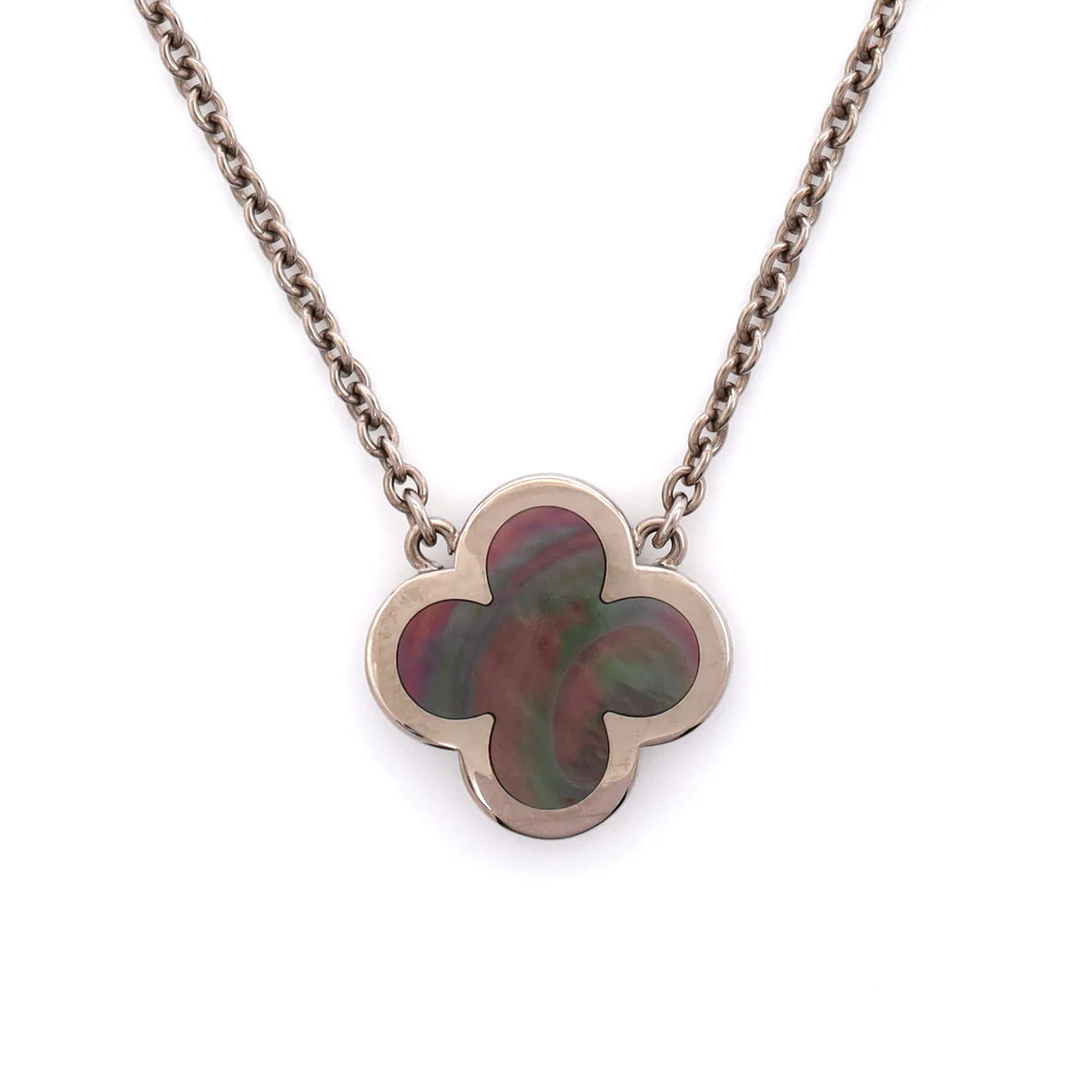 Pure Alhambra Pendant Necklace 18K White Gold and Mother of Pearl - Deep Luxury