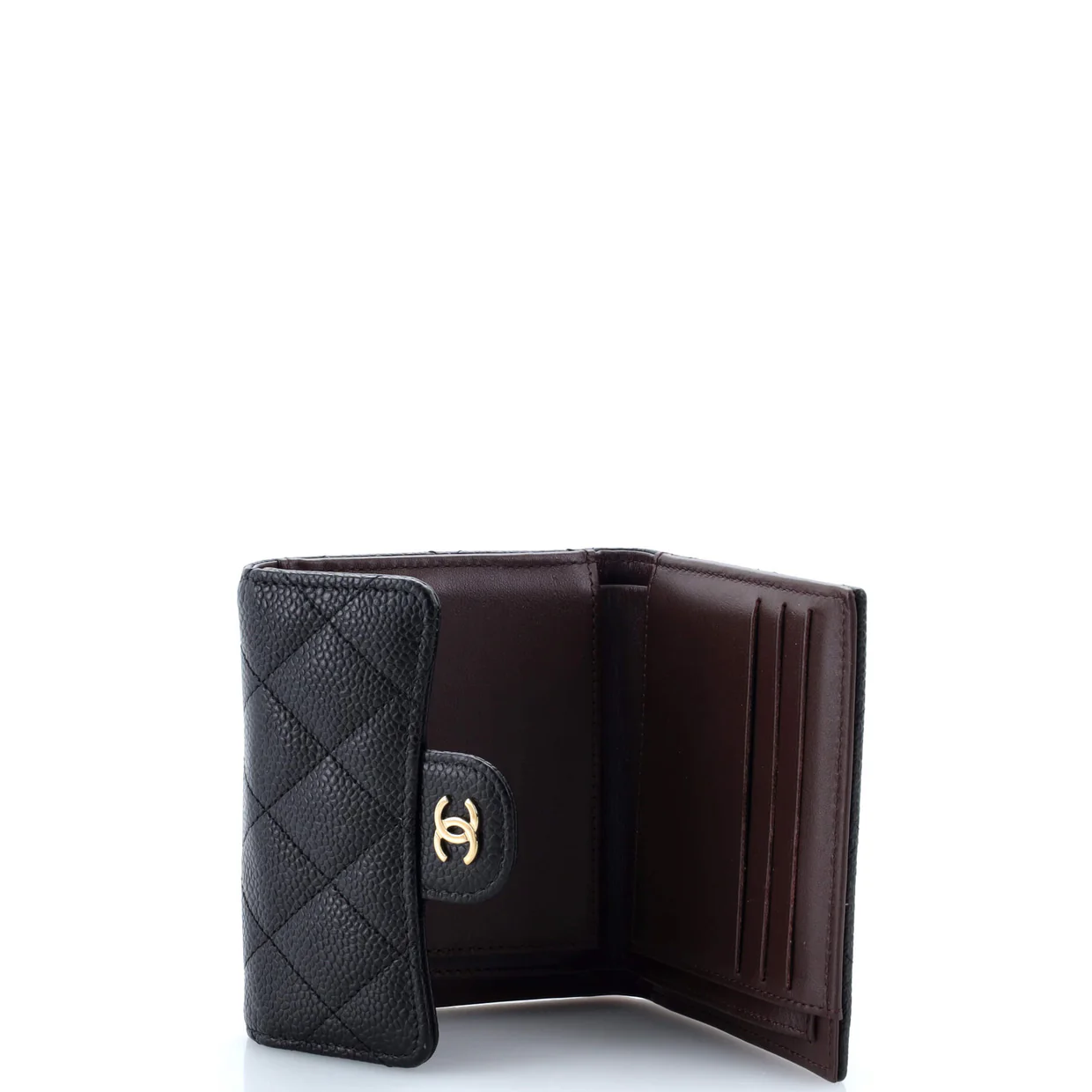 CC Compact Classic Flap Wallet Quilted Caviar - Deep Luxury