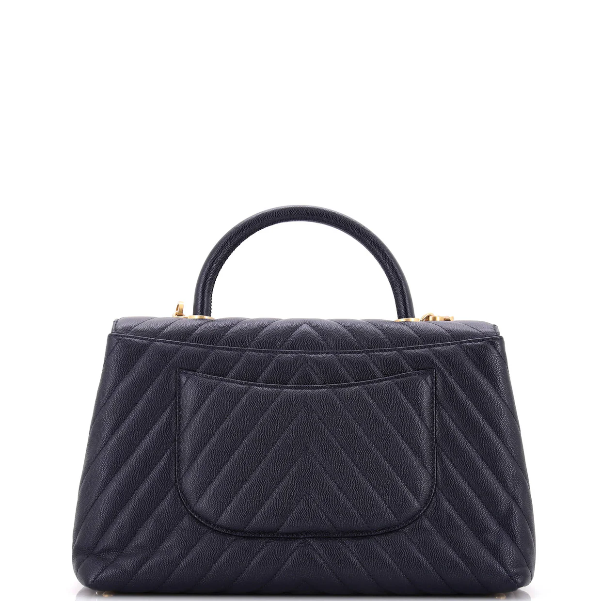 Coco Top Handle Bag Chevron Caviar Medium - Deep Luxury