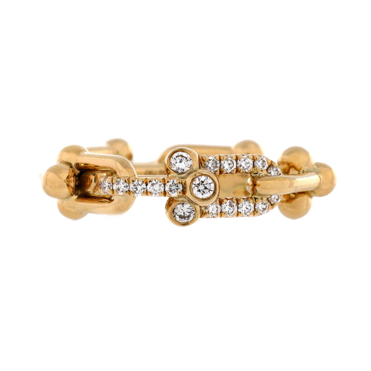 HardWear Link Ring 18K Yellow Gold with Diamonds Small - Deep Luxury