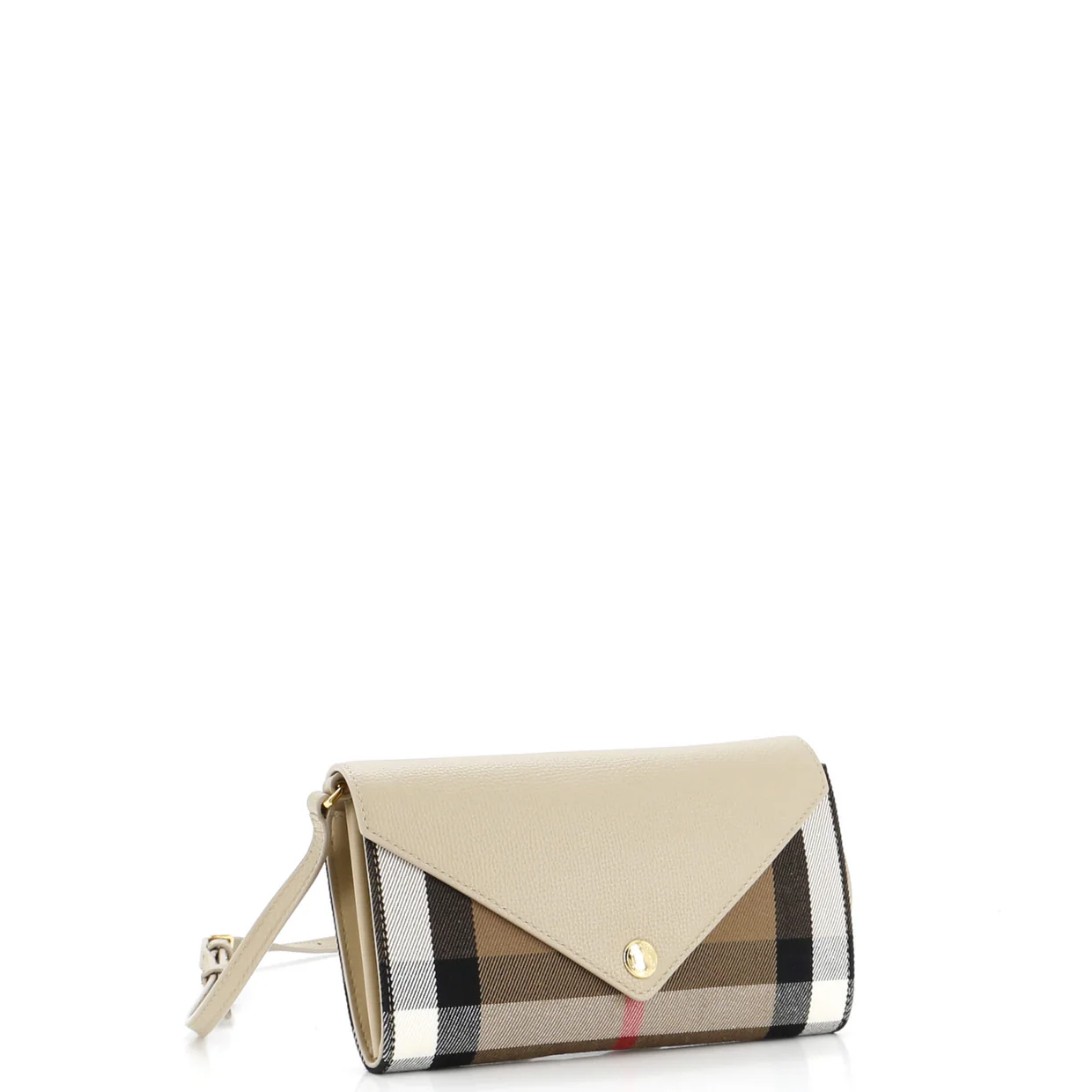 Hannah Envelope Wallet on Strap Leather and House Check Canvas - Deep Luxury