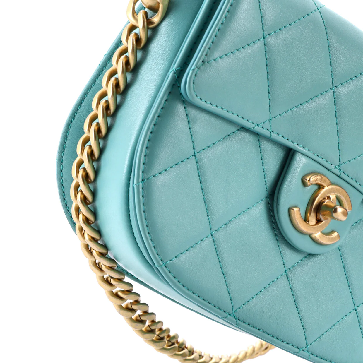 Moon Flap Messenger Bag Quilted Calfskin Mini - Deep Luxury