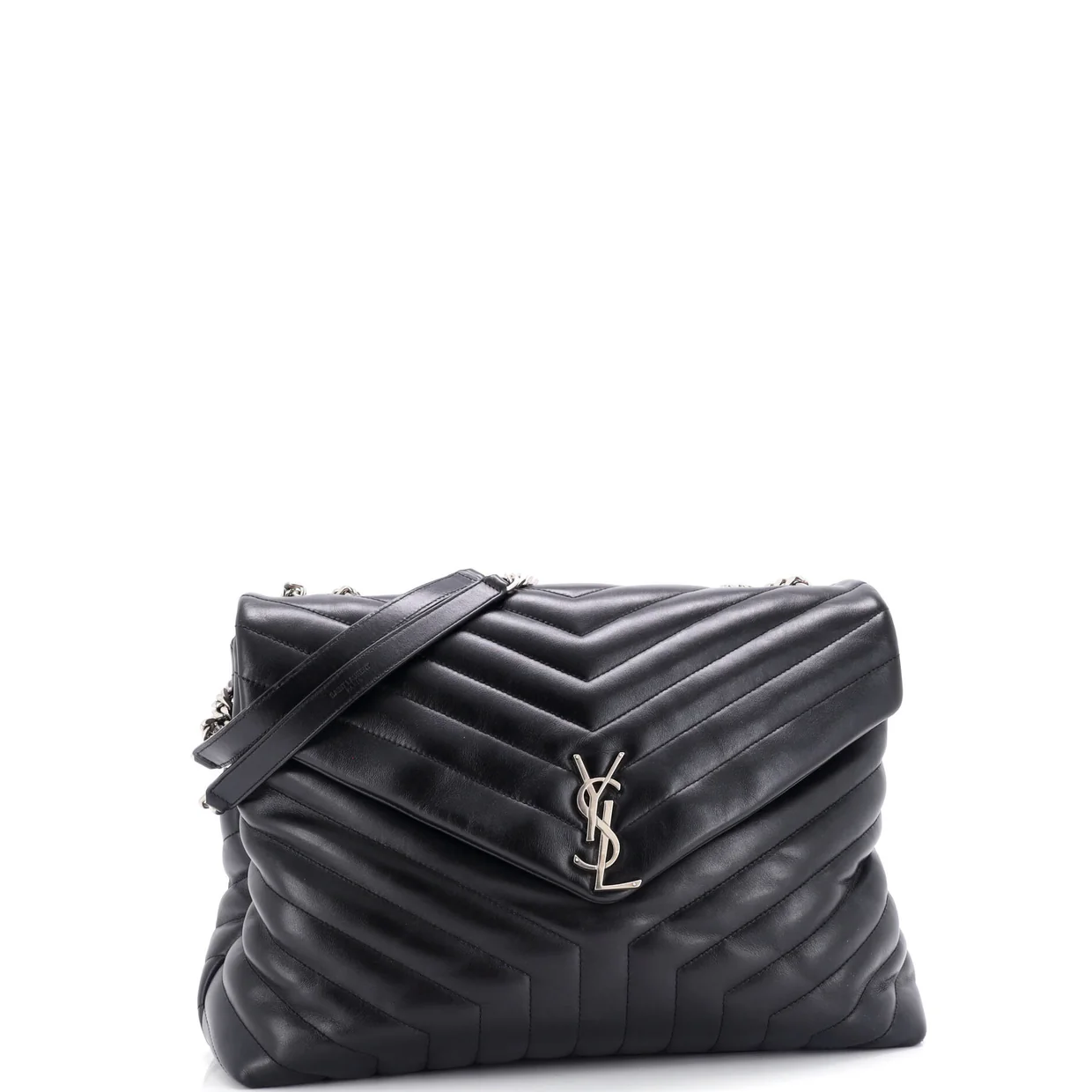 Loulou Shoulder Bag Matelasse Chevron Leather Large - Deep Luxury