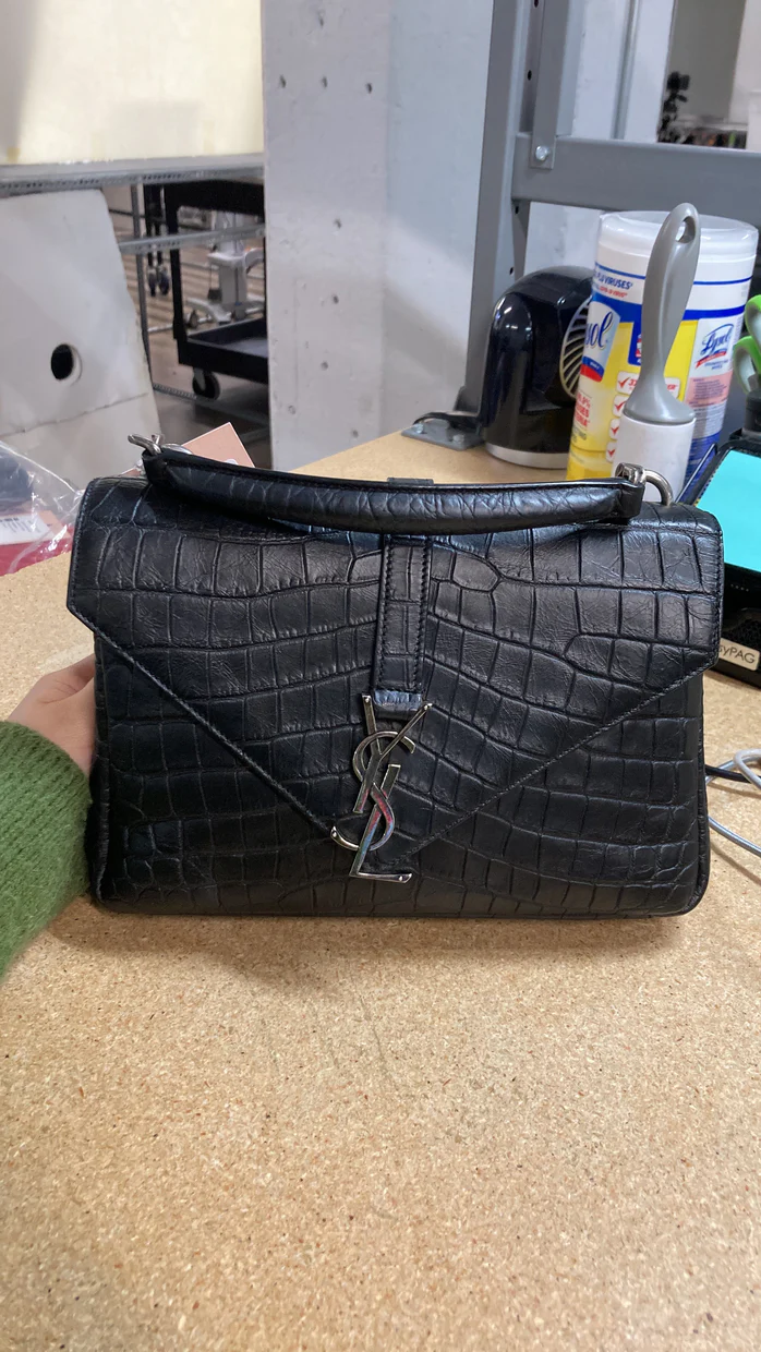 Classic Monogram College Bag Crocodile Embossed Leather Medium - Deep Luxury