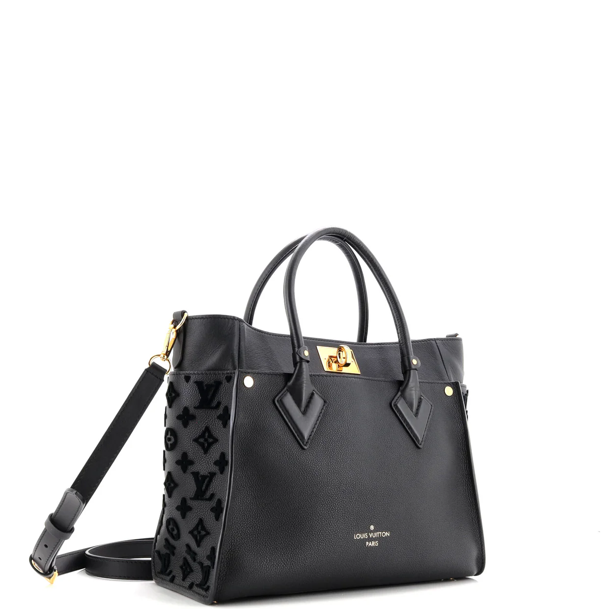 On My Side Tote Monogram Tuffetage Leather MM - Deep Luxury