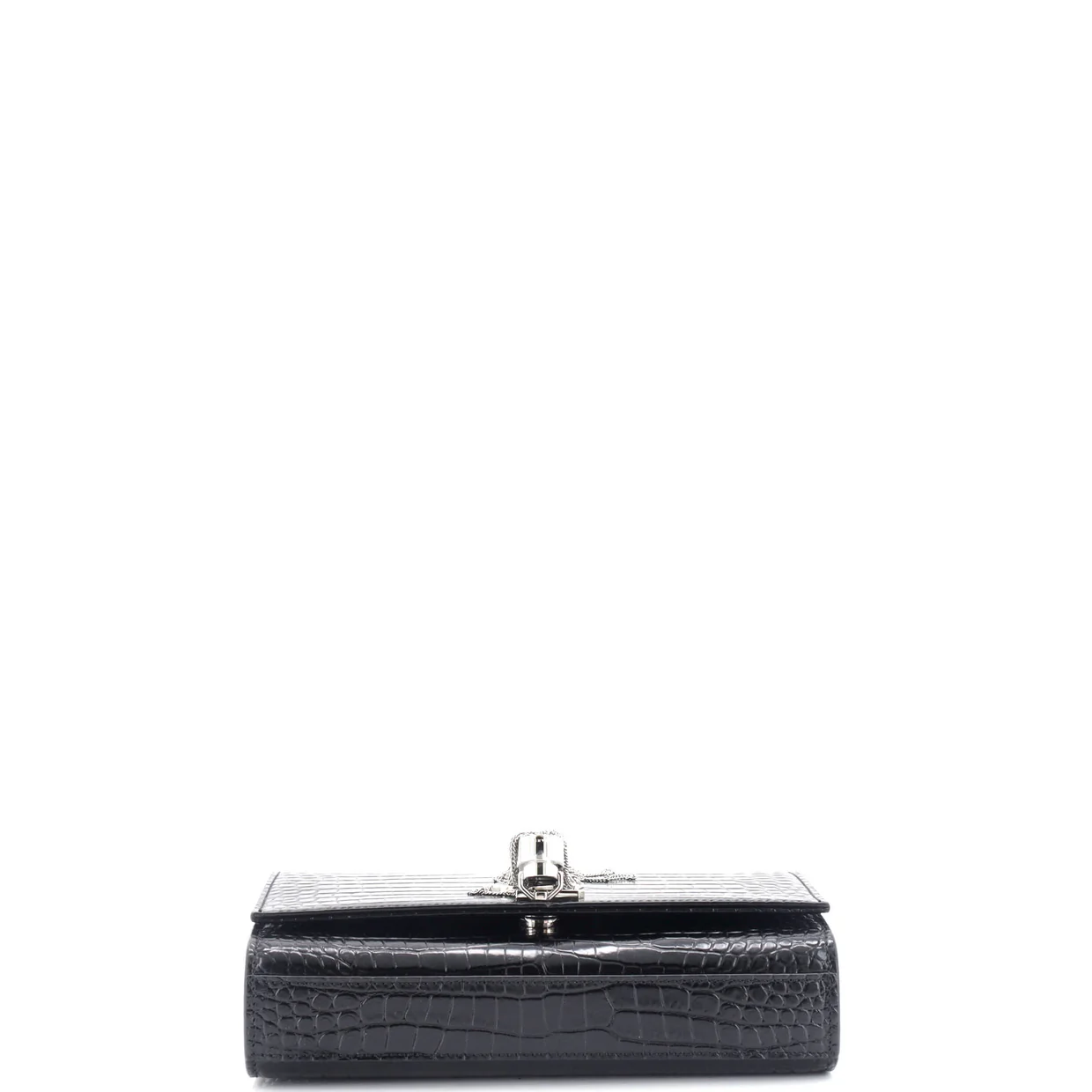 Classic Monogram Tassel Crossbody Bag Crocodile Embossed Leather Small - Deep Luxury